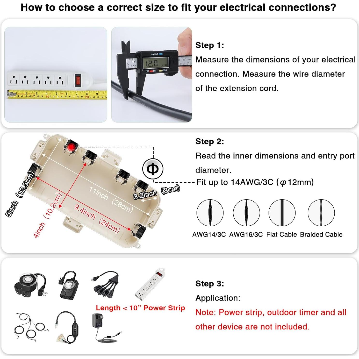 Flemoon Juego de Cajas Eléctricas Impermeables 2 Piezas