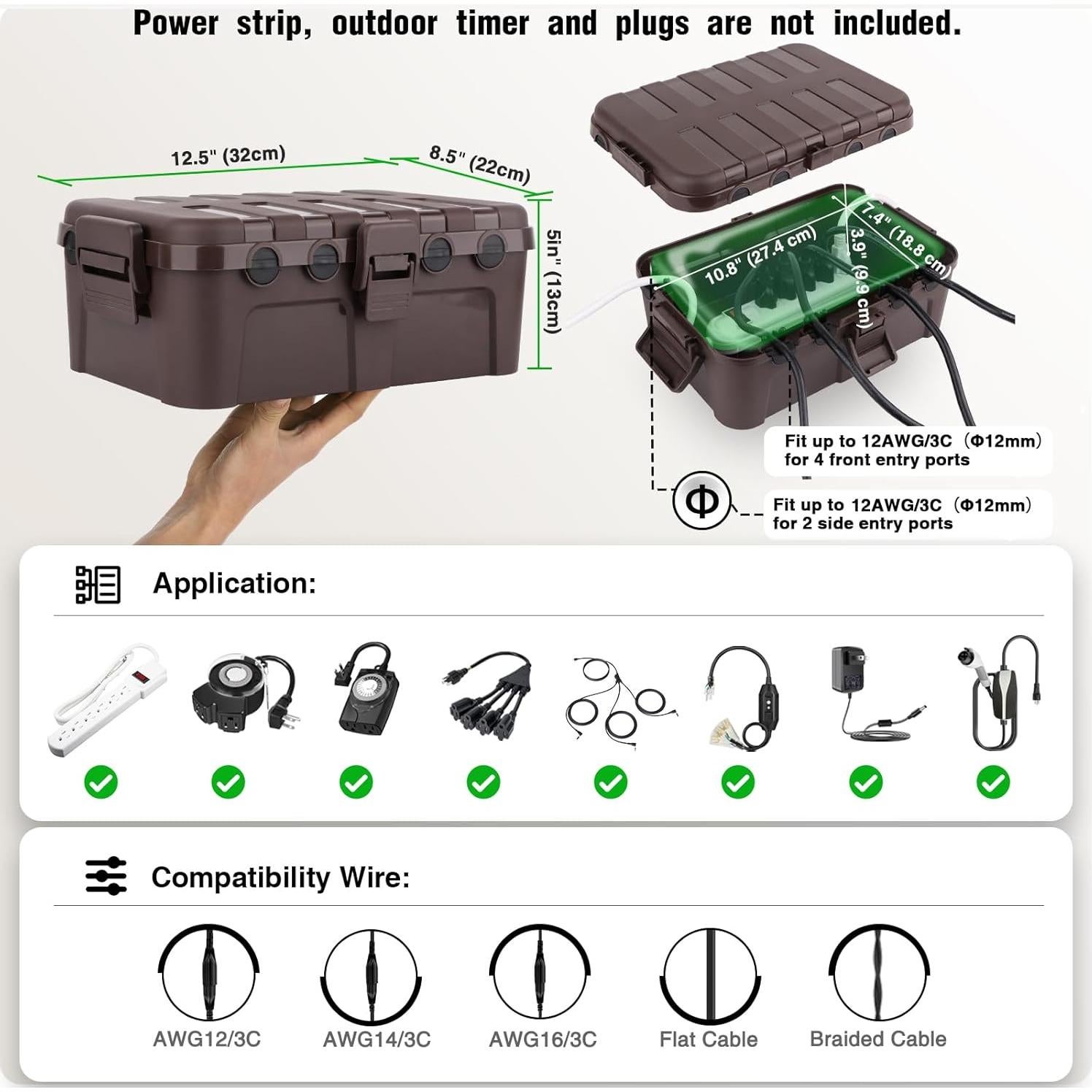 Flemoon Juego de Cajas Eléctricas Impermeables para Exterior