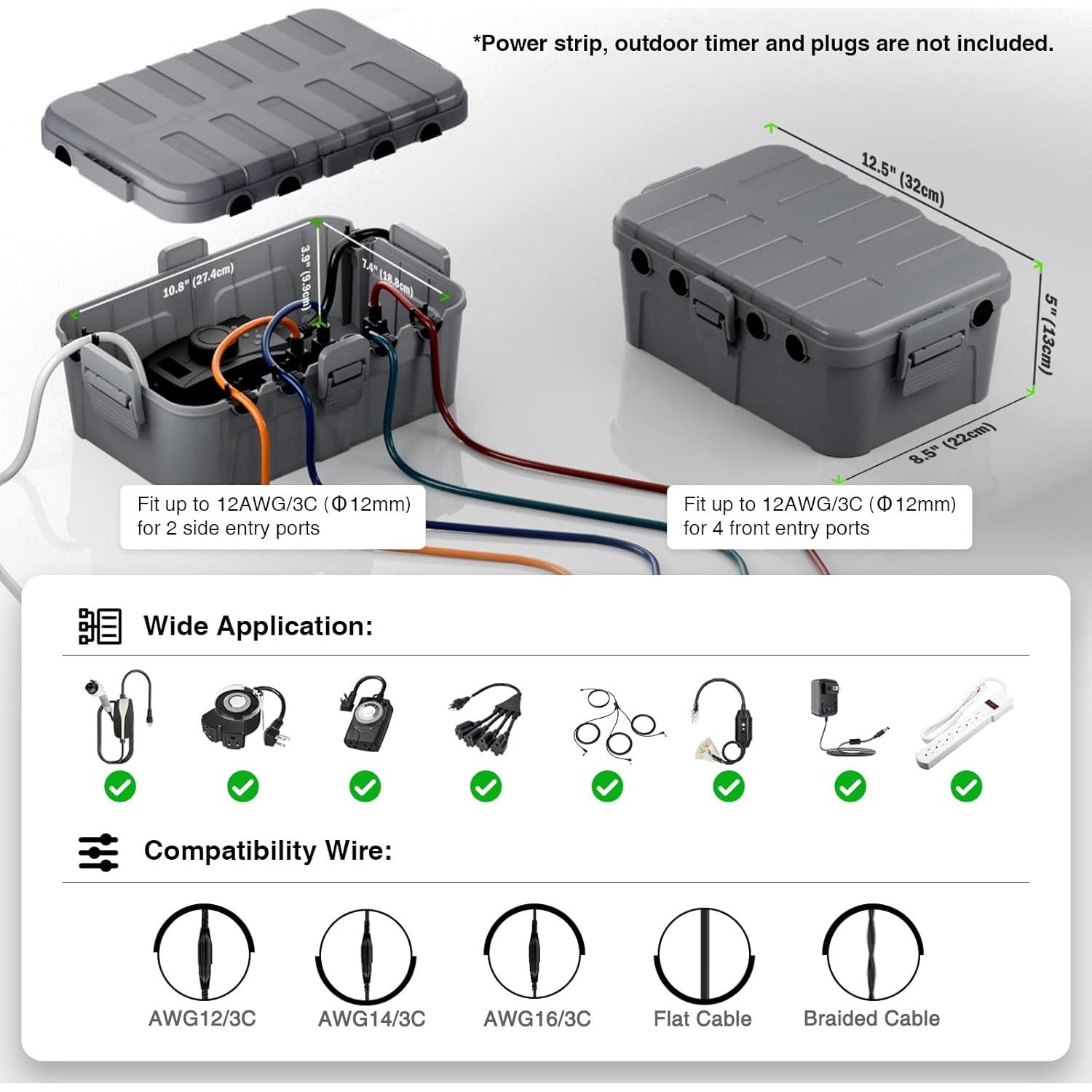 Flemoon Juego de Cajas Eléctricas Impermeables 2 Piezas Gris