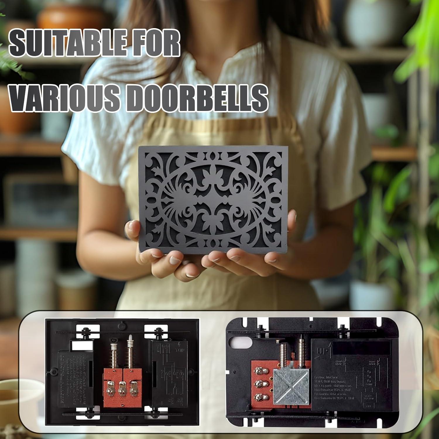 Cubierta de Timbre de Puerta de Madera Negra Grau 19.7x15.2 cm