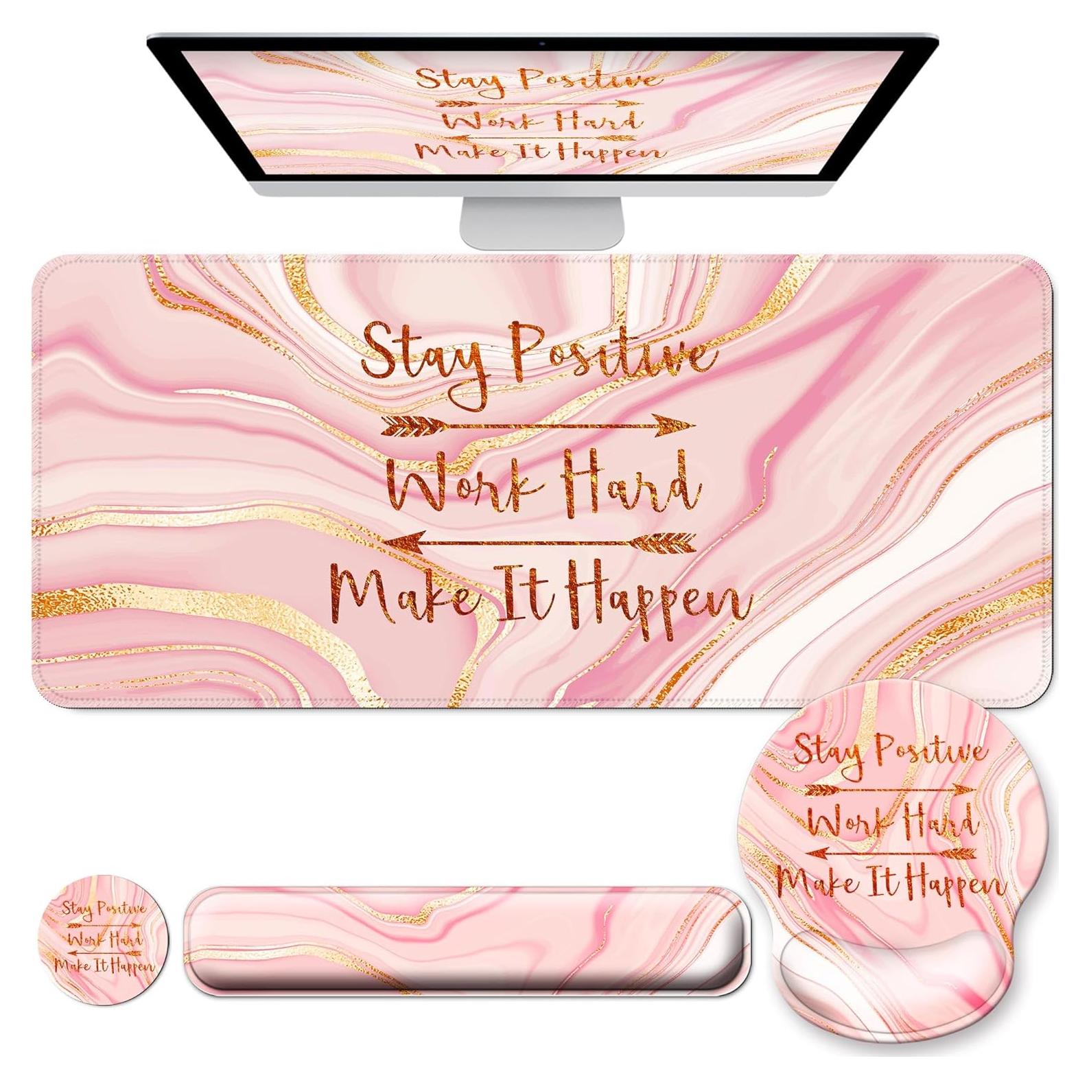 Juego de Alfombrillas de Ratón y Teclado VINEBURY Rosa