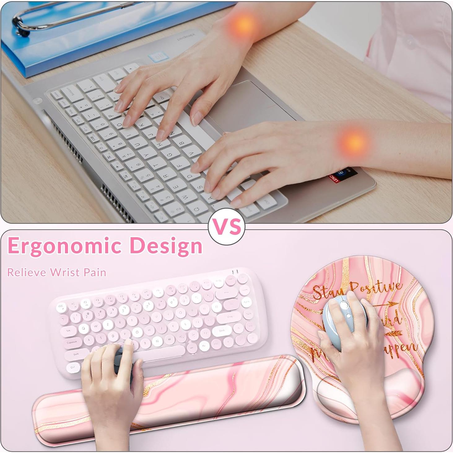 Juego de Alfombrillas de Ratón y Teclado VINEBURY Rosa