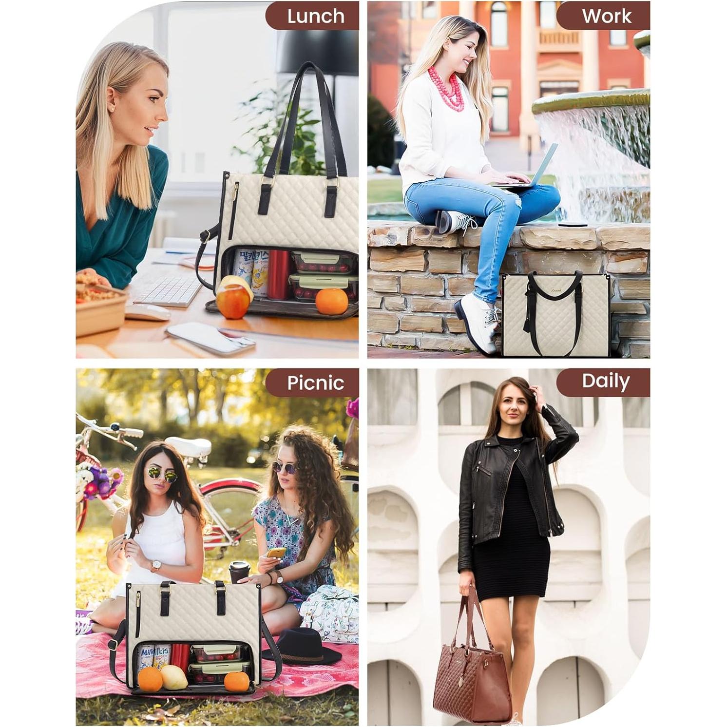 Bolsa Térmica para Almuerzo LOVEVOOK 15.6" Beige-Negro