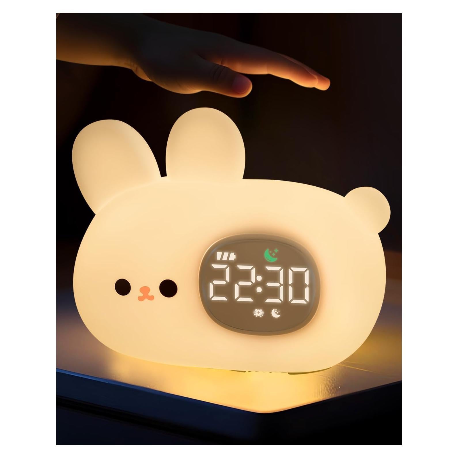 Reloj Despertador Conejo Yiliaw con Luz Nocturna para Niños