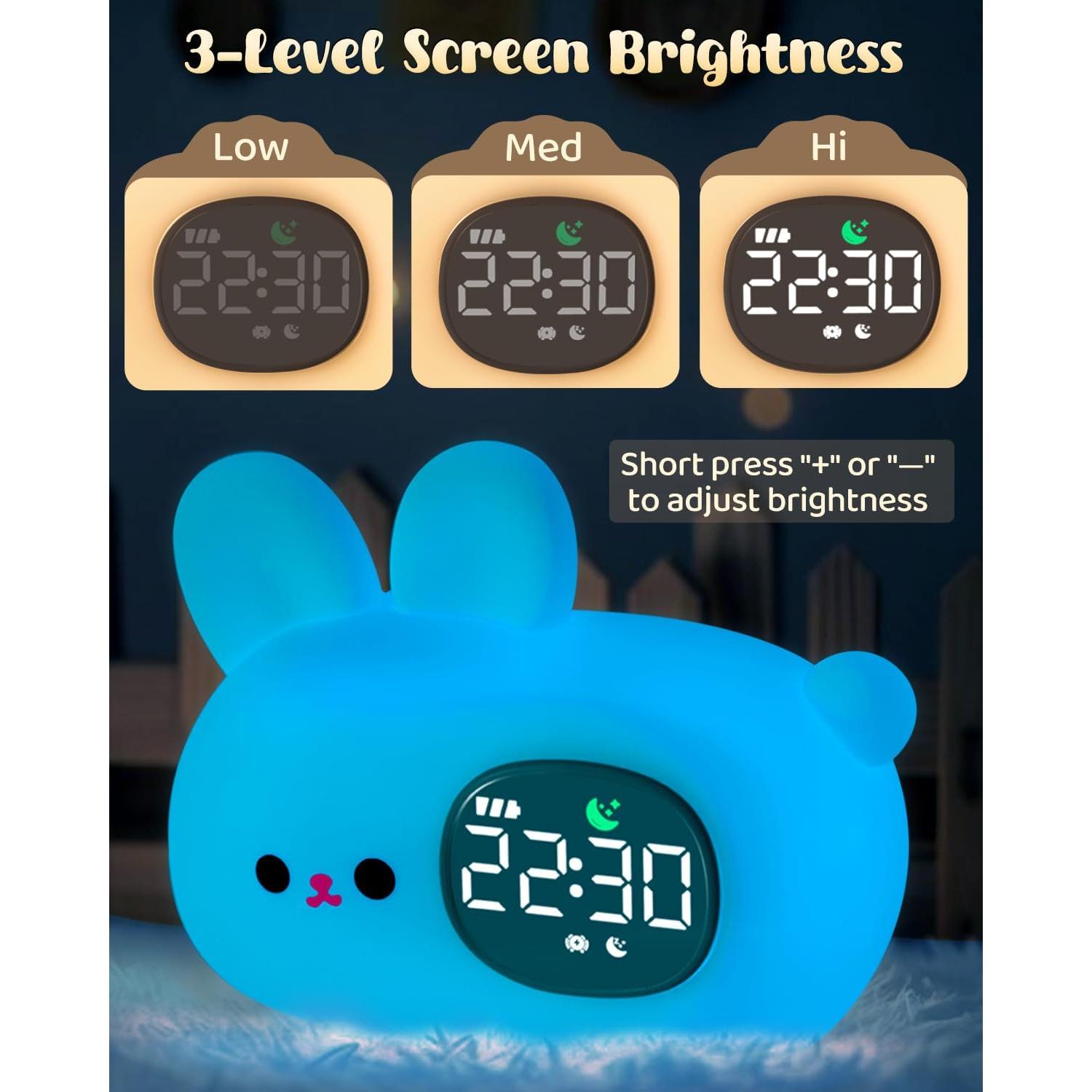 Reloj Despertador Conejo Yiliaw con Luz Nocturna para Niños