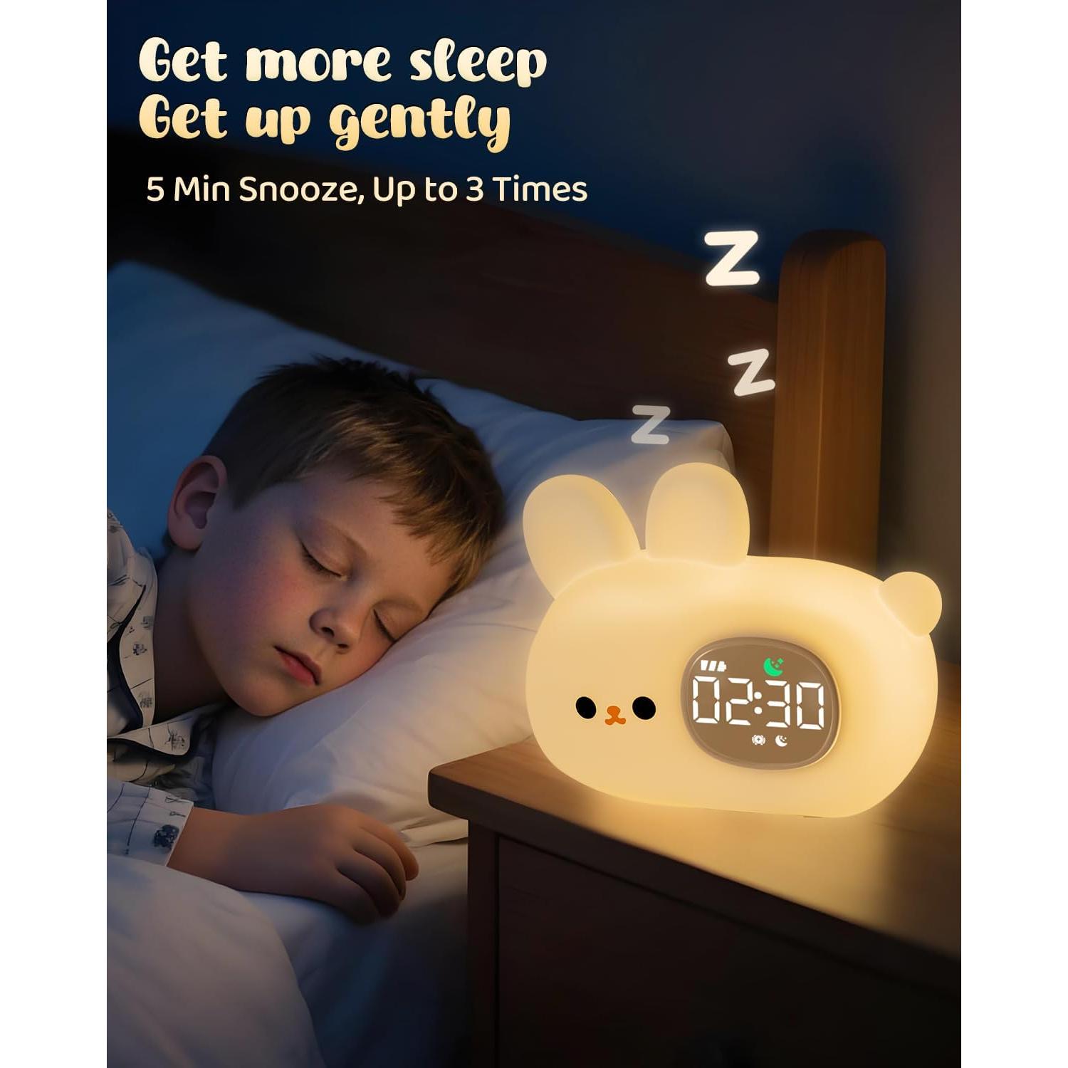 Reloj Despertador Conejo Yiliaw con Luz Nocturna para Niños
