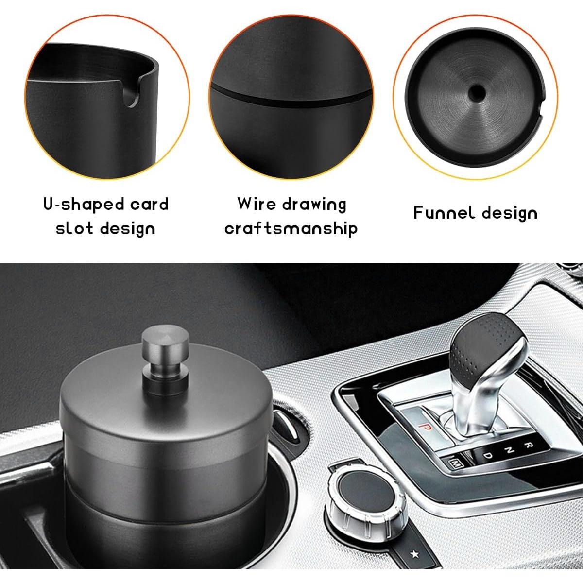 Cenicero de coche con tapa DXNQ de acero inoxidable, sin humo