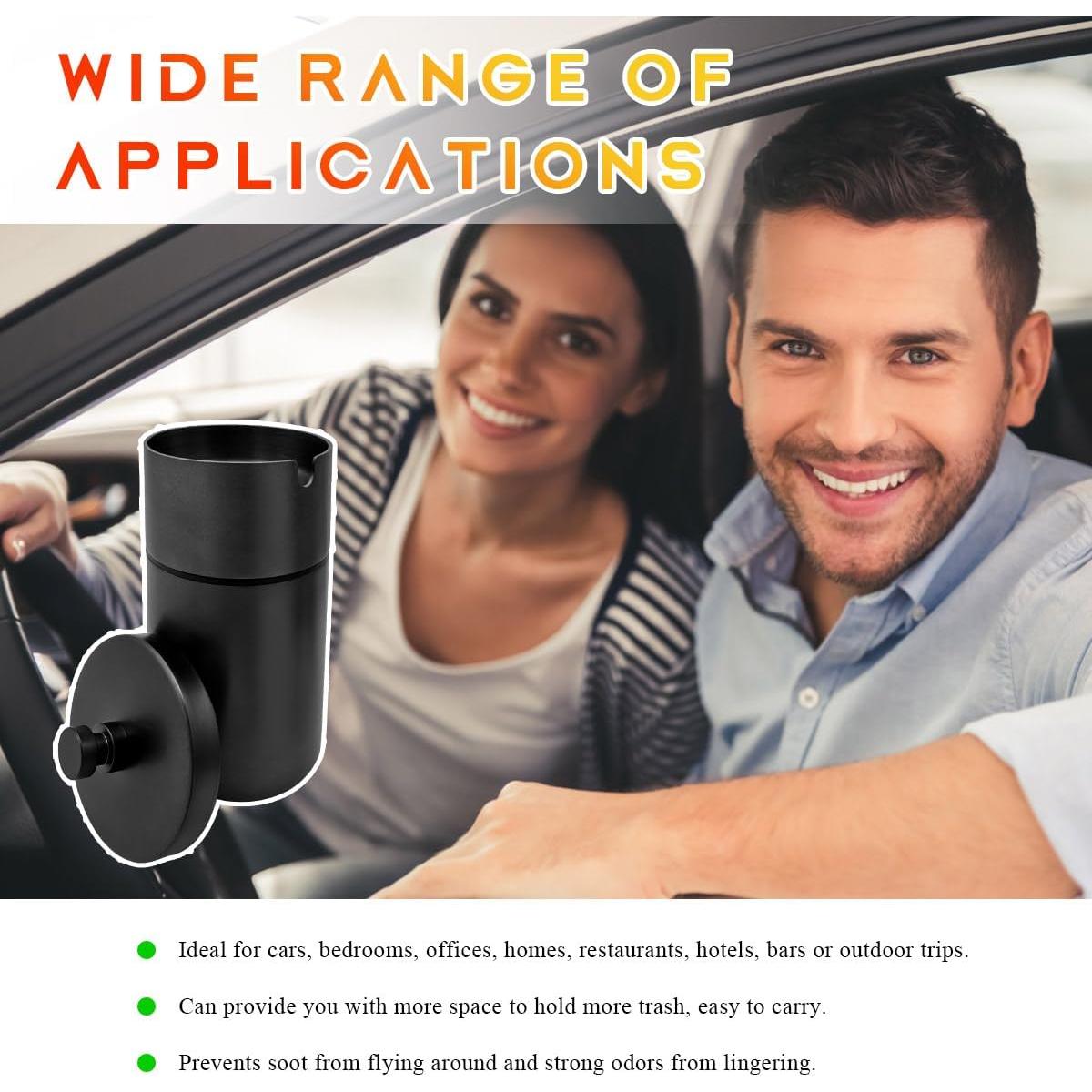 Cenicero de coche con tapa DXNQ de acero inoxidable, sin humo