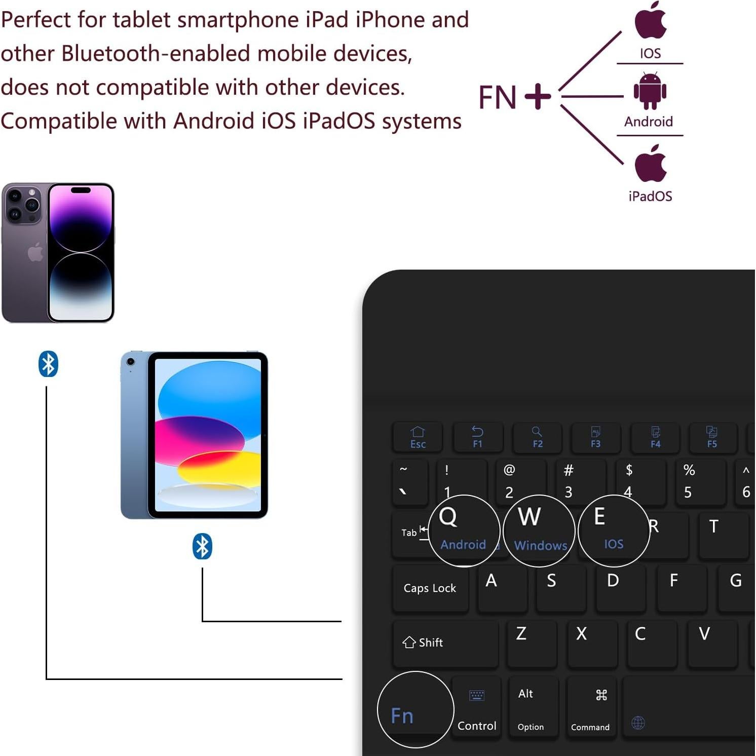 Teclado Bluetooth TopPerfekt Negro Plegable y Ajustable