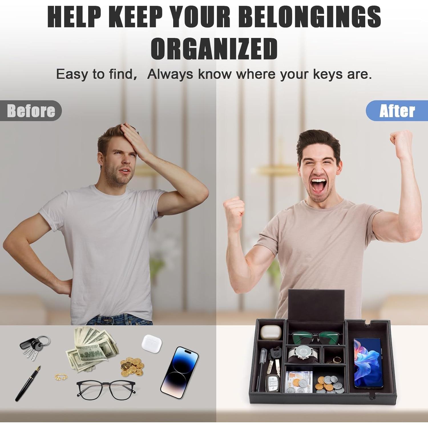 Bandeja de Valet IBURTEN para Hombres, Organizador de Escritorio