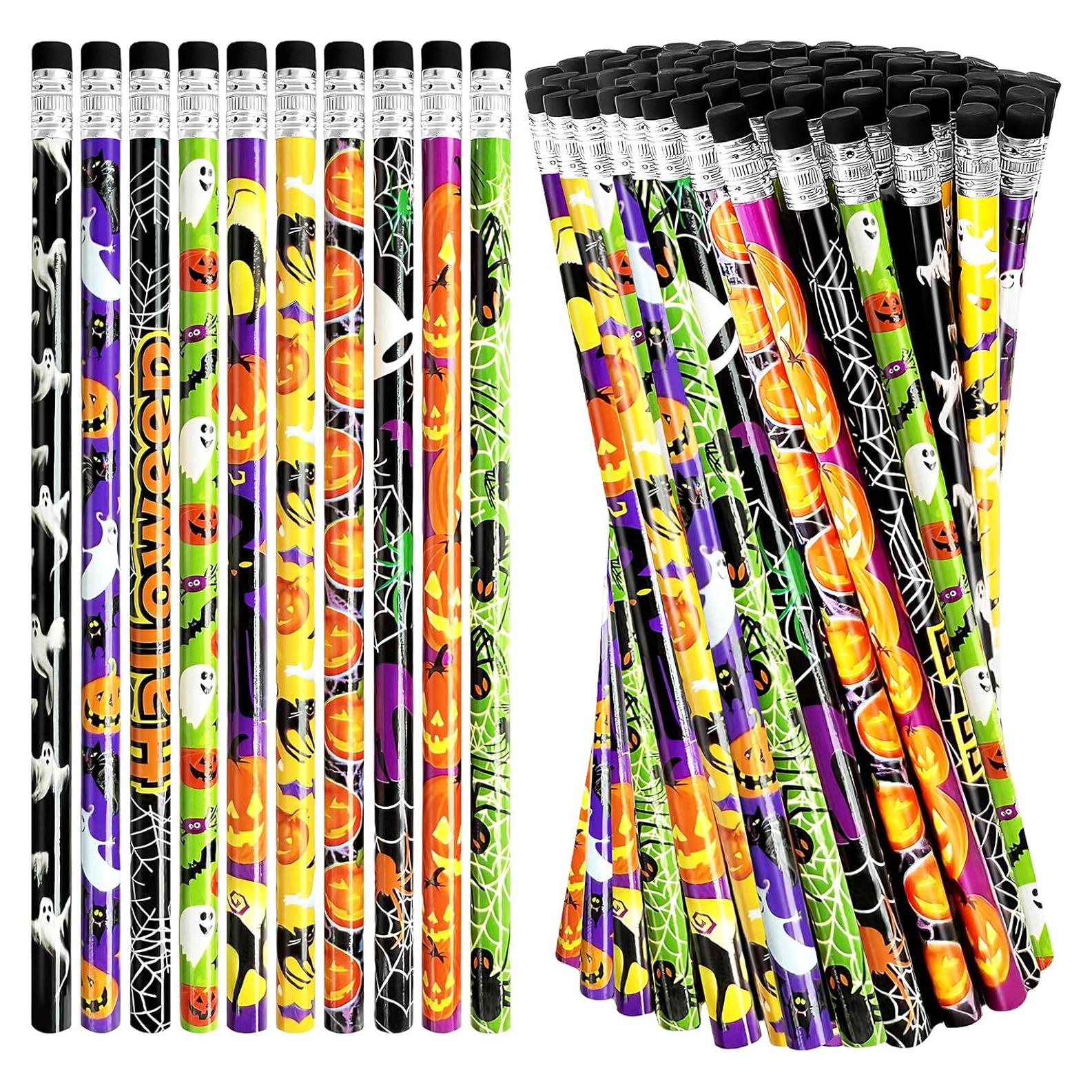 100 Lápices de Halloween con Borradores Qyyiguf - 10 Estilos