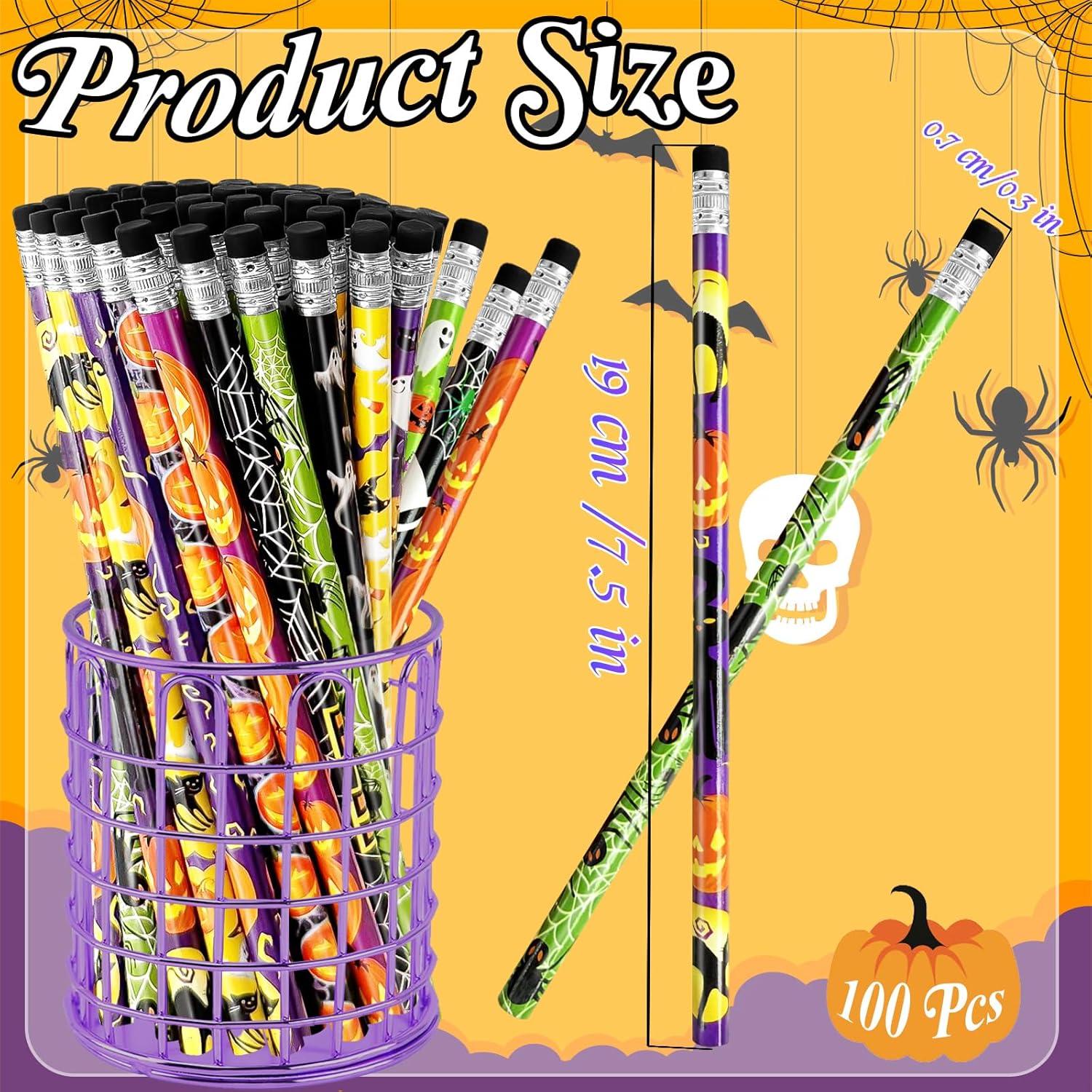 100 Lápices de Halloween con Borradores Qyyiguf - 10 Estilos