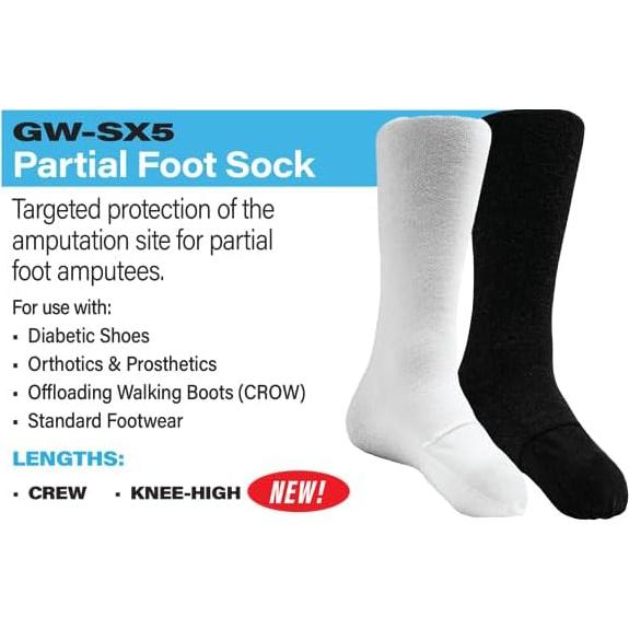 Calcetines de Protección Tamarack GlideWear para Amputados - Negro