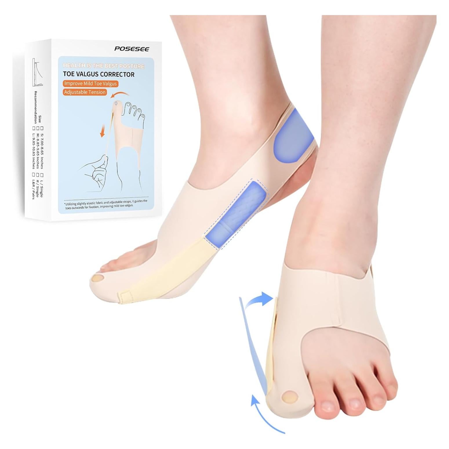 Corrector de Juanetes POSEE P70 - Calcetines Ajustables Medianos