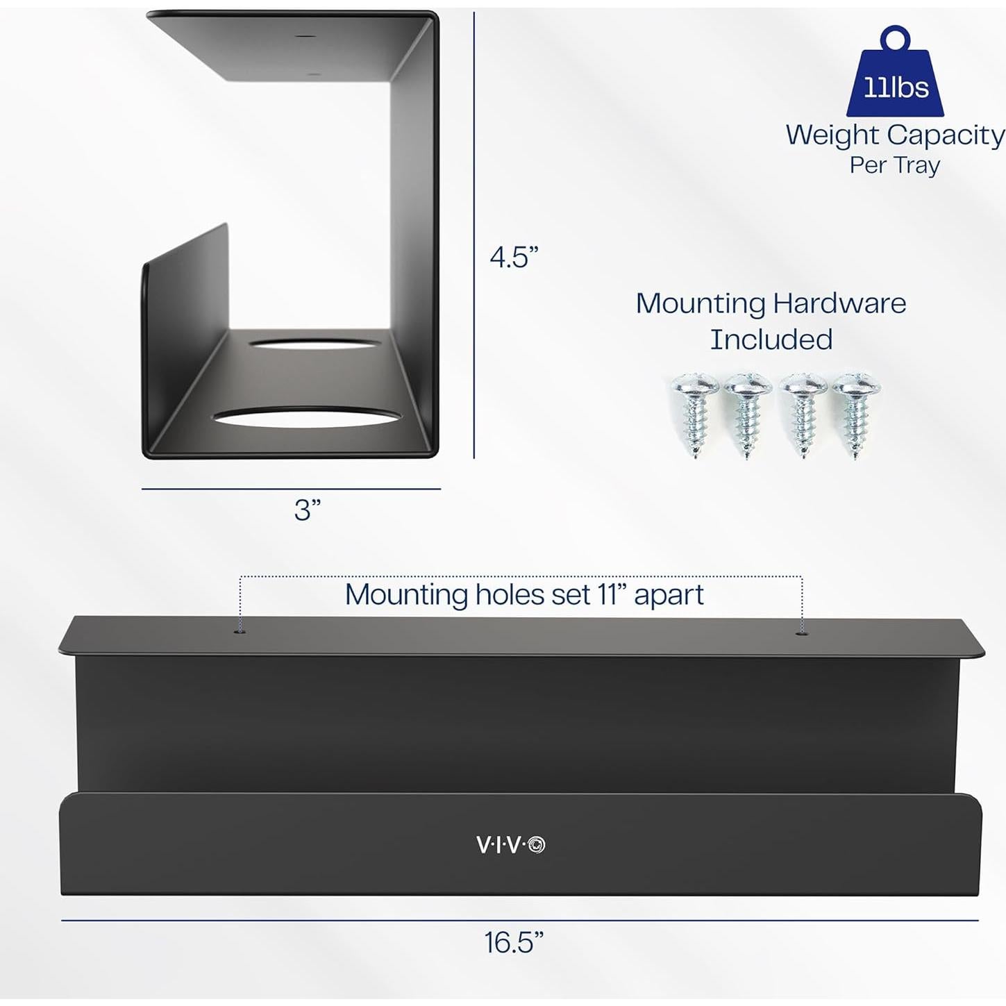 Bandejas de Gestión de Cables VIVO 41.9x7.6cm Paquete de 2