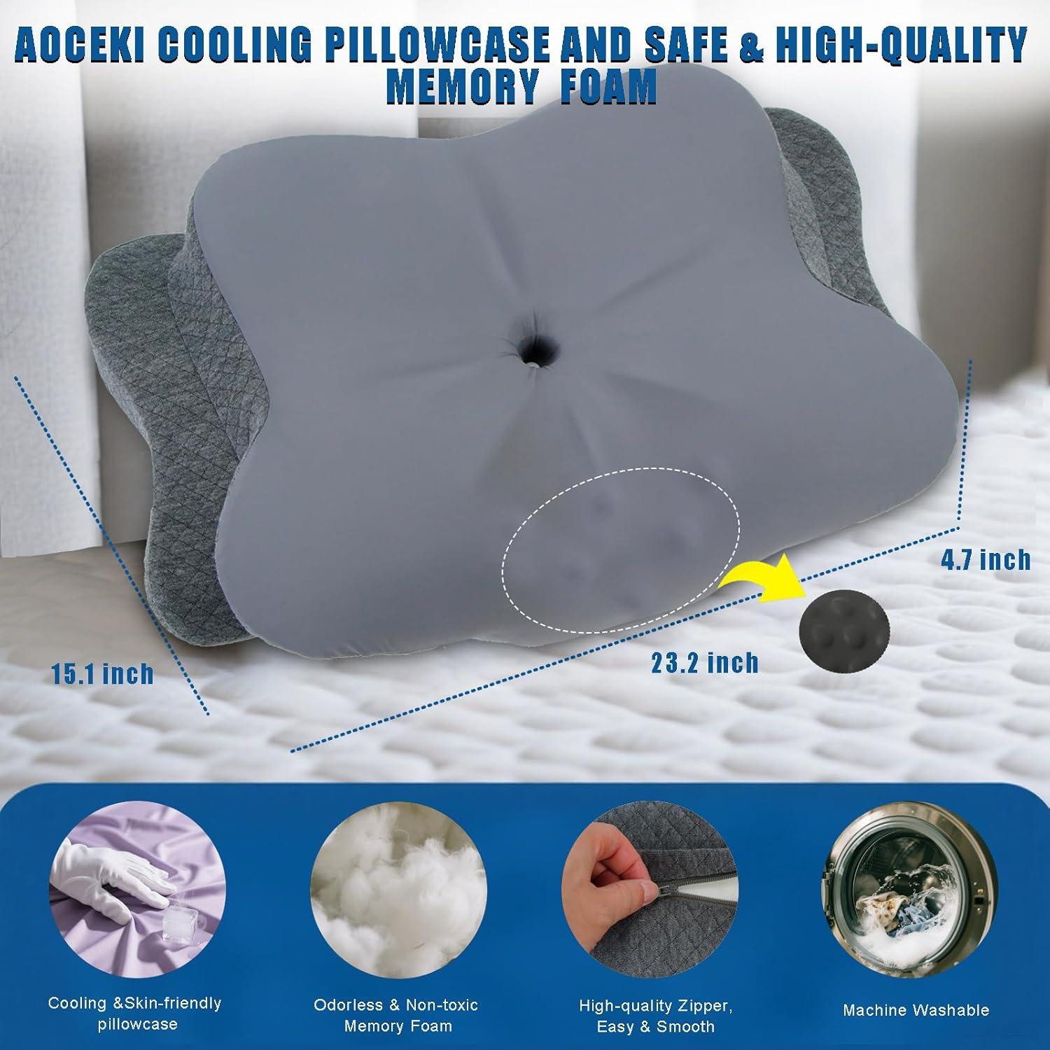 Almohada Ergonómica Aoceki de Espuma Viscoelástica 23x15cm