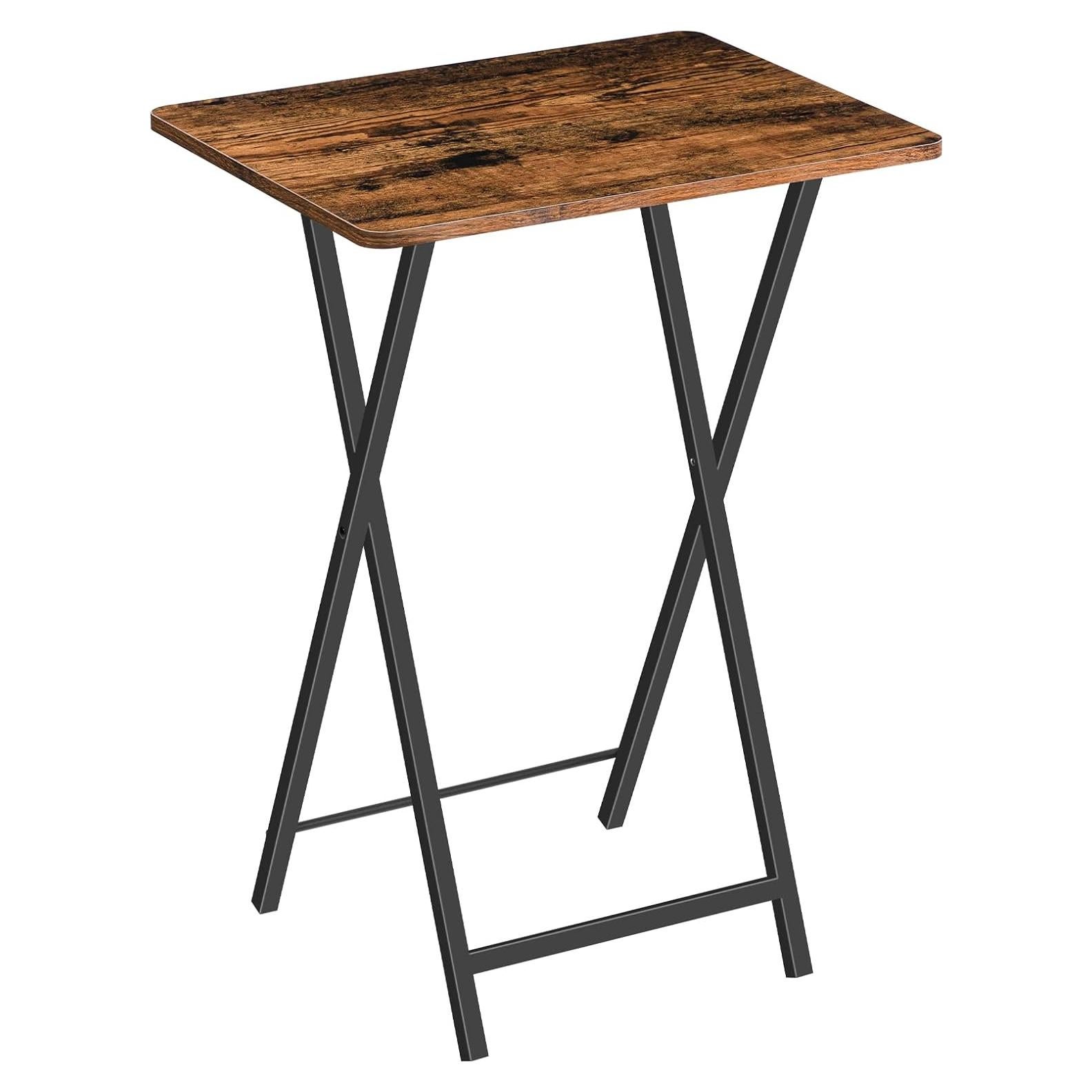 Mesa de bandeja de TV plegable HOOBRO, marrón rústico, 48x36 cm
