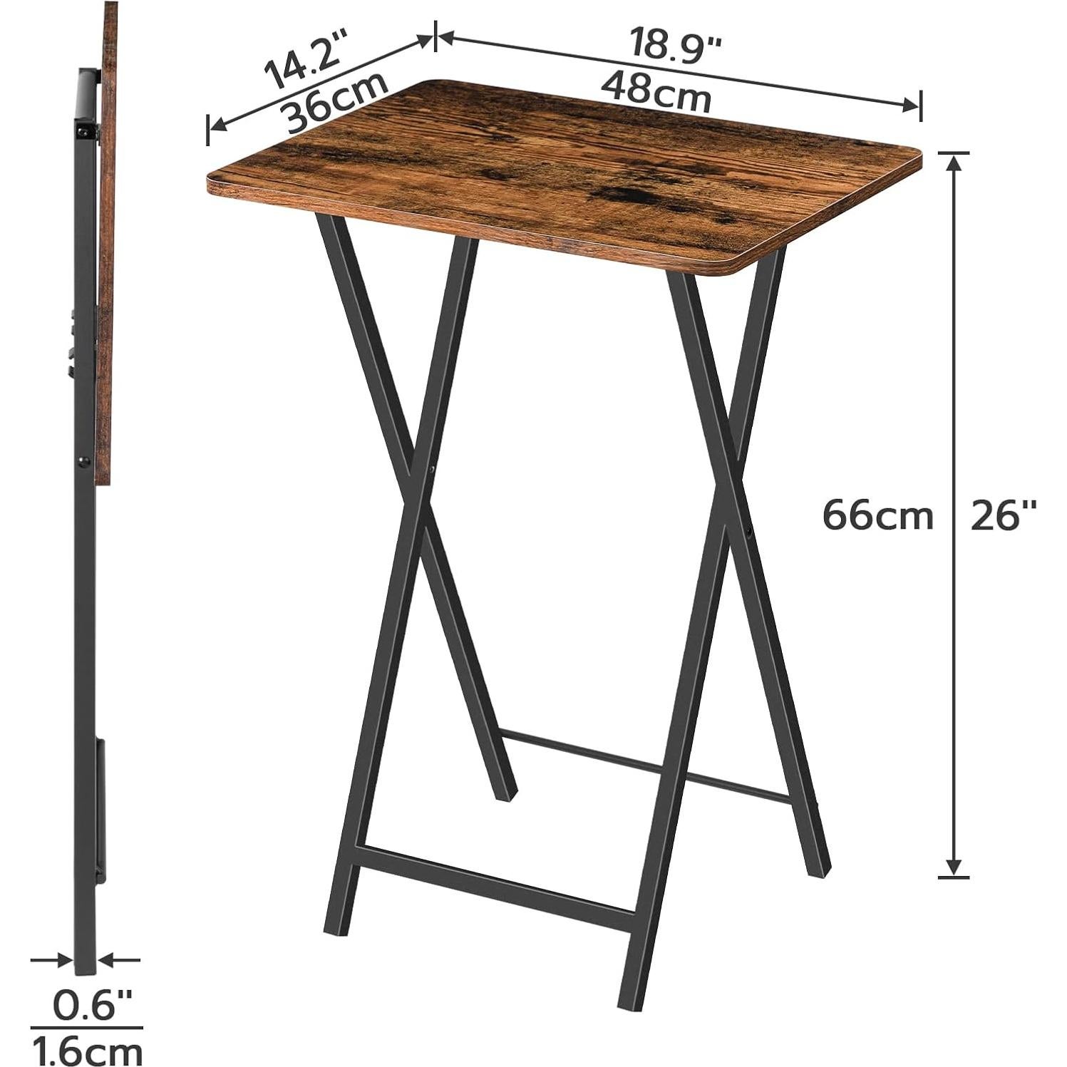 Mesa de bandeja de TV plegable HOOBRO, marrón rústico, 48x36 cm
