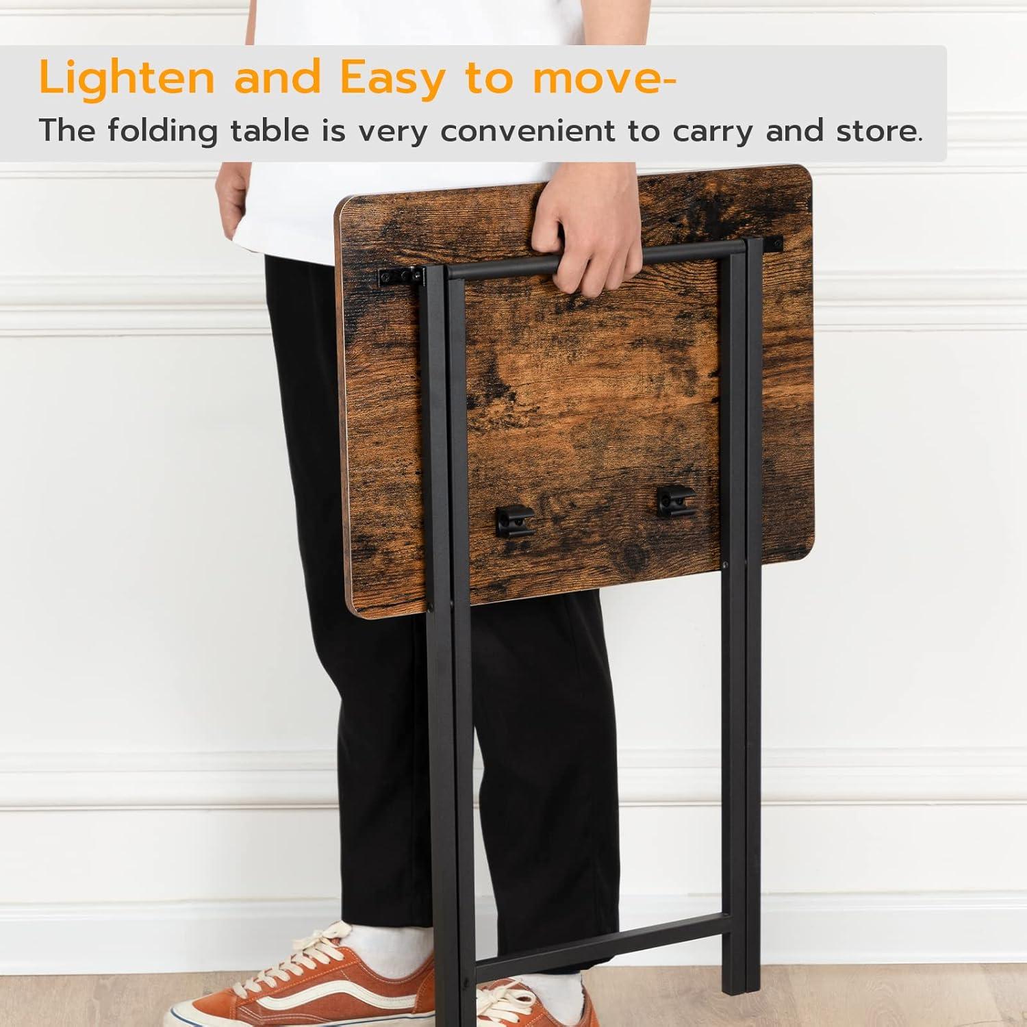 Mesa de bandeja de TV plegable HOOBRO, marrón rústico, 48x36 cm