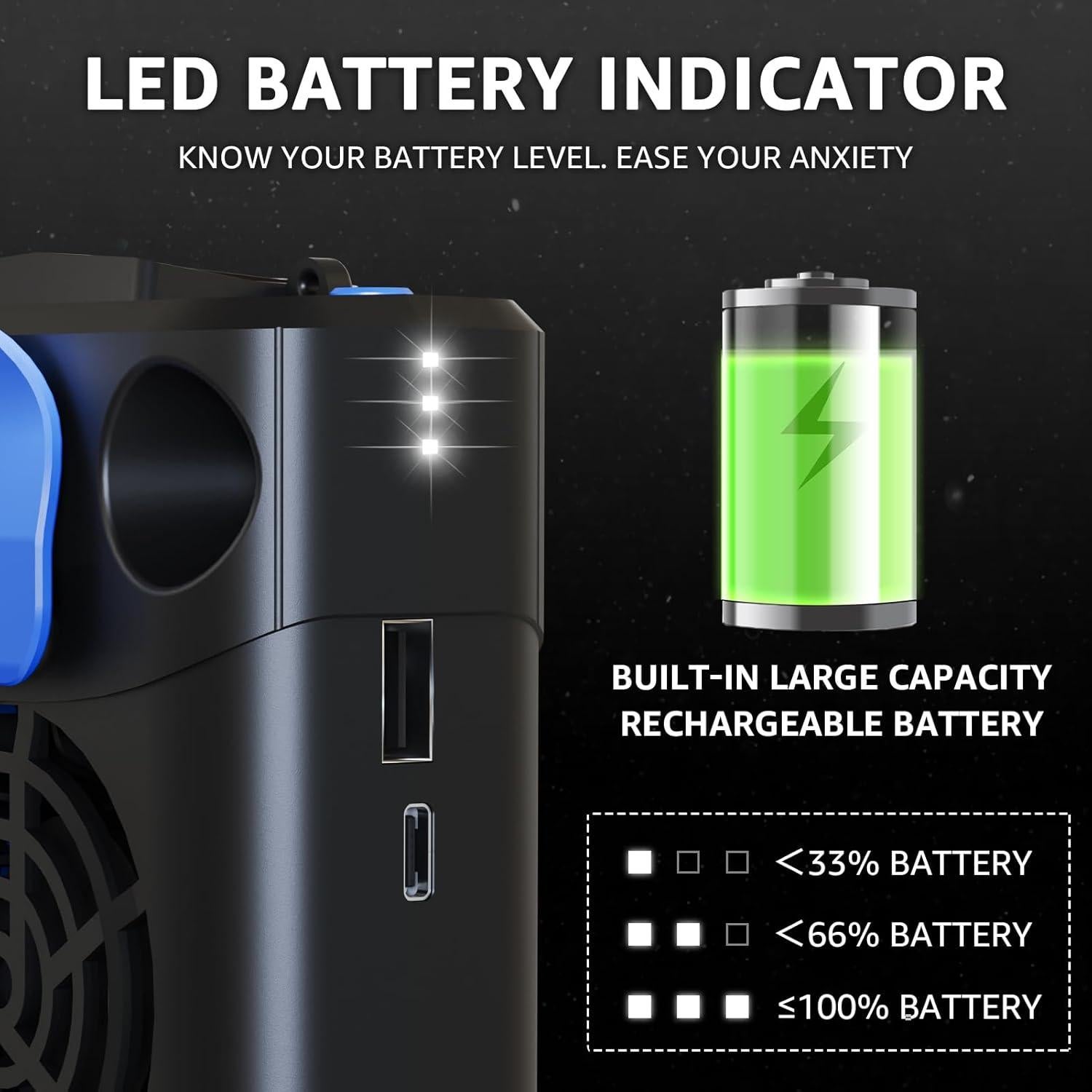 Ventilador de Cintura Portátil uuffoo con Luz LED y 3 Velocidades