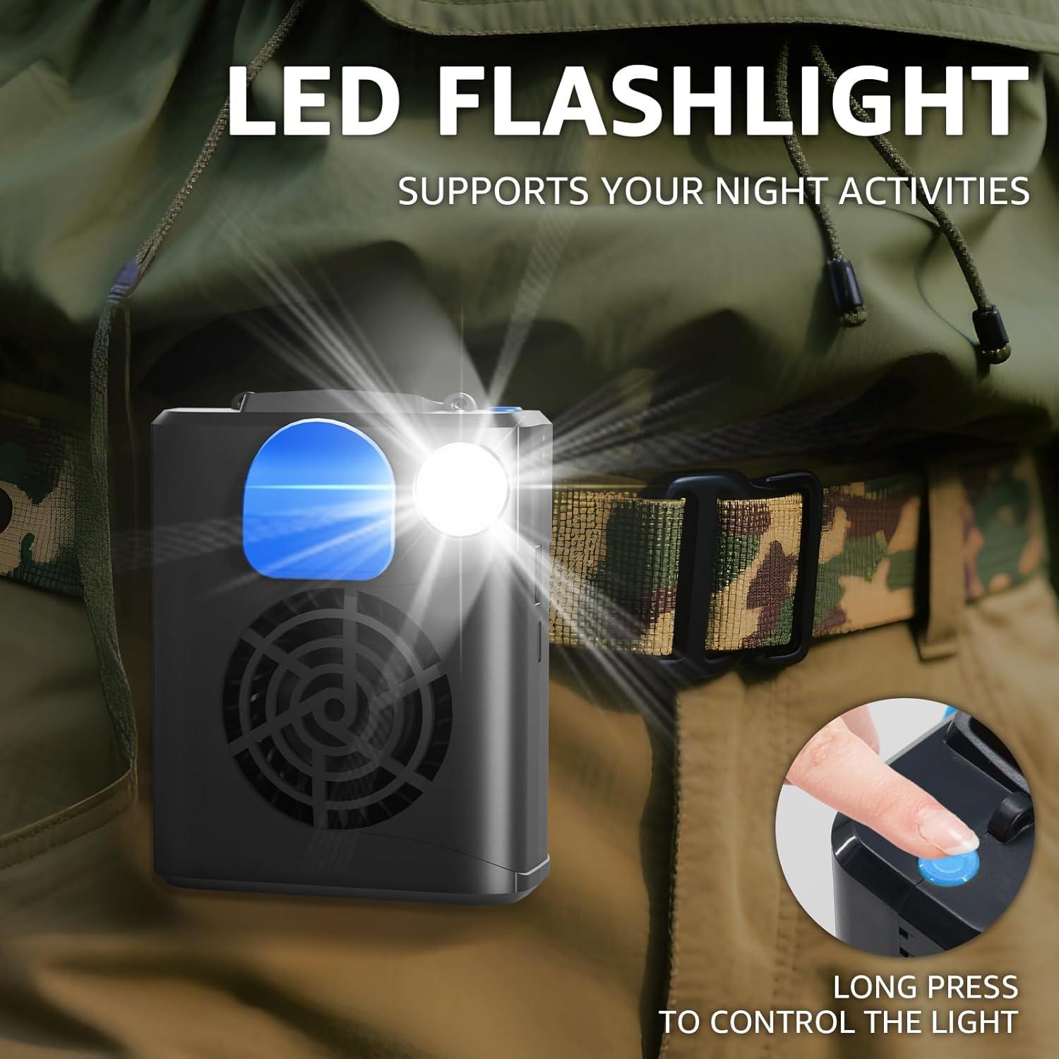 Ventilador de Cintura Portátil uuffoo con Luz LED y 3 Velocidades