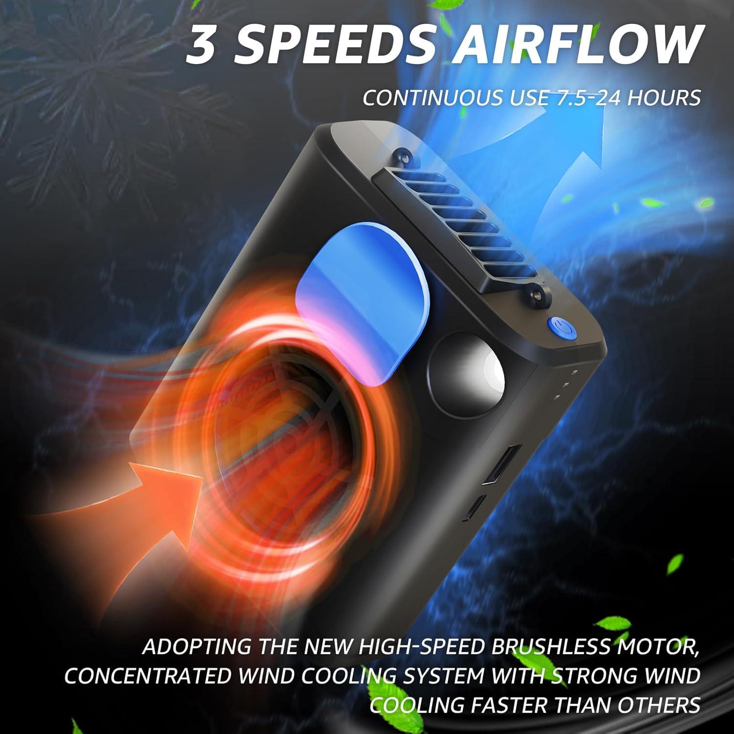 Ventilador de Cintura Portátil uuffoo con Luz LED y 3 Velocidades