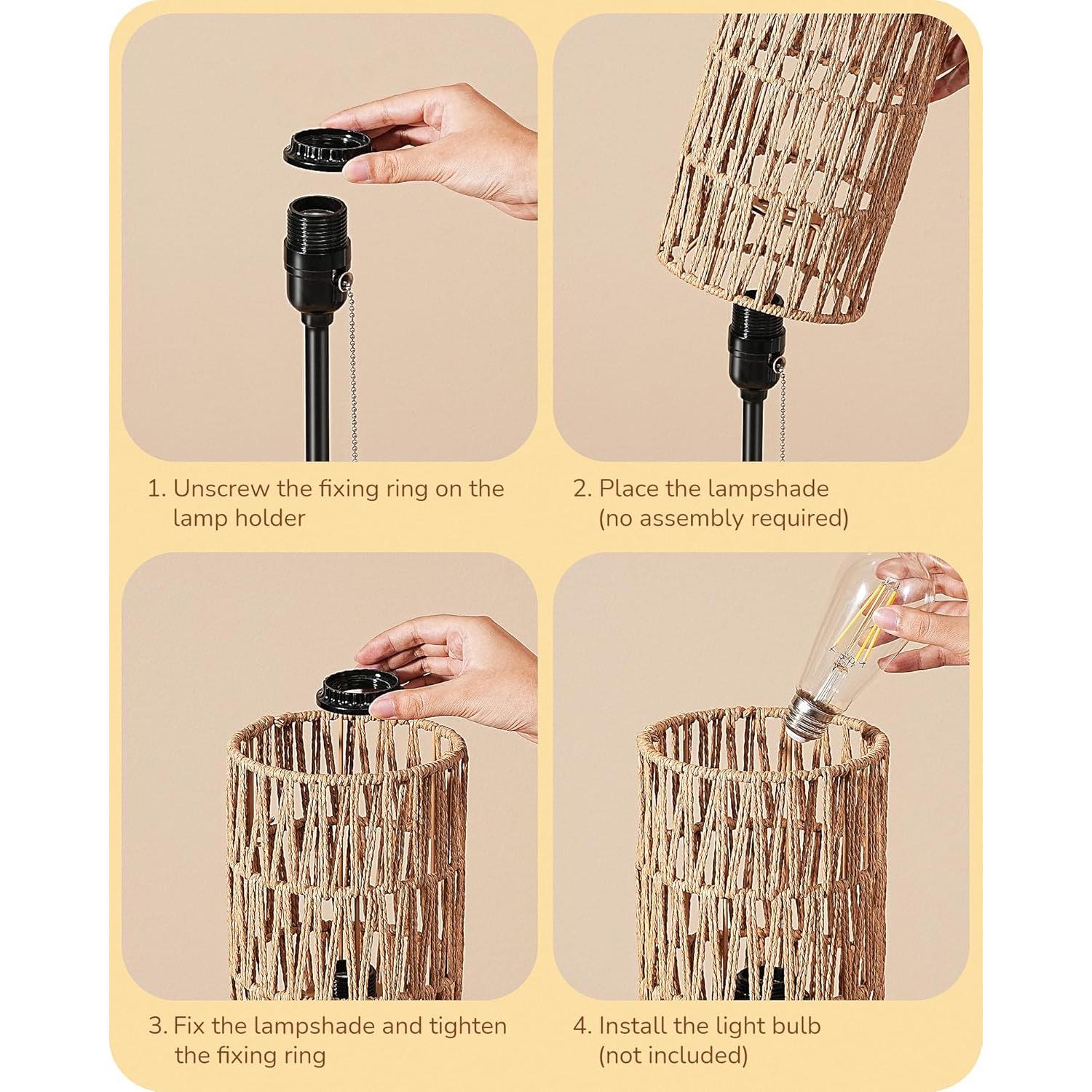 Lámpara de Mesa Bohemia EDISHINE 42 cm con Pantalla Tejido