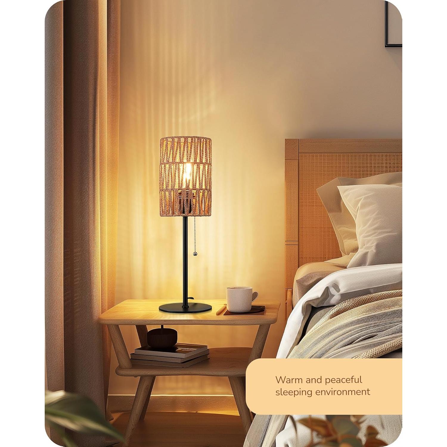 Lámpara de Mesa Bohemia EDISHINE 42 cm con Pantalla Tejido