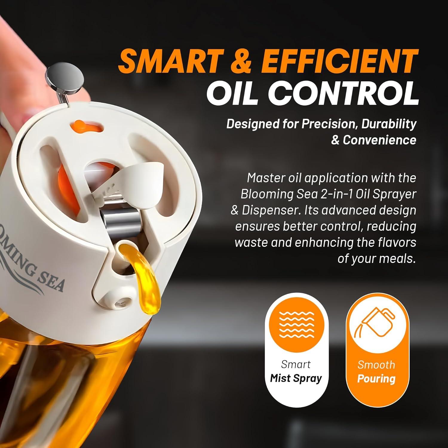 Mister de Aceite Blooming Sea 550ml - Dispensador 2 en 1 Blanco