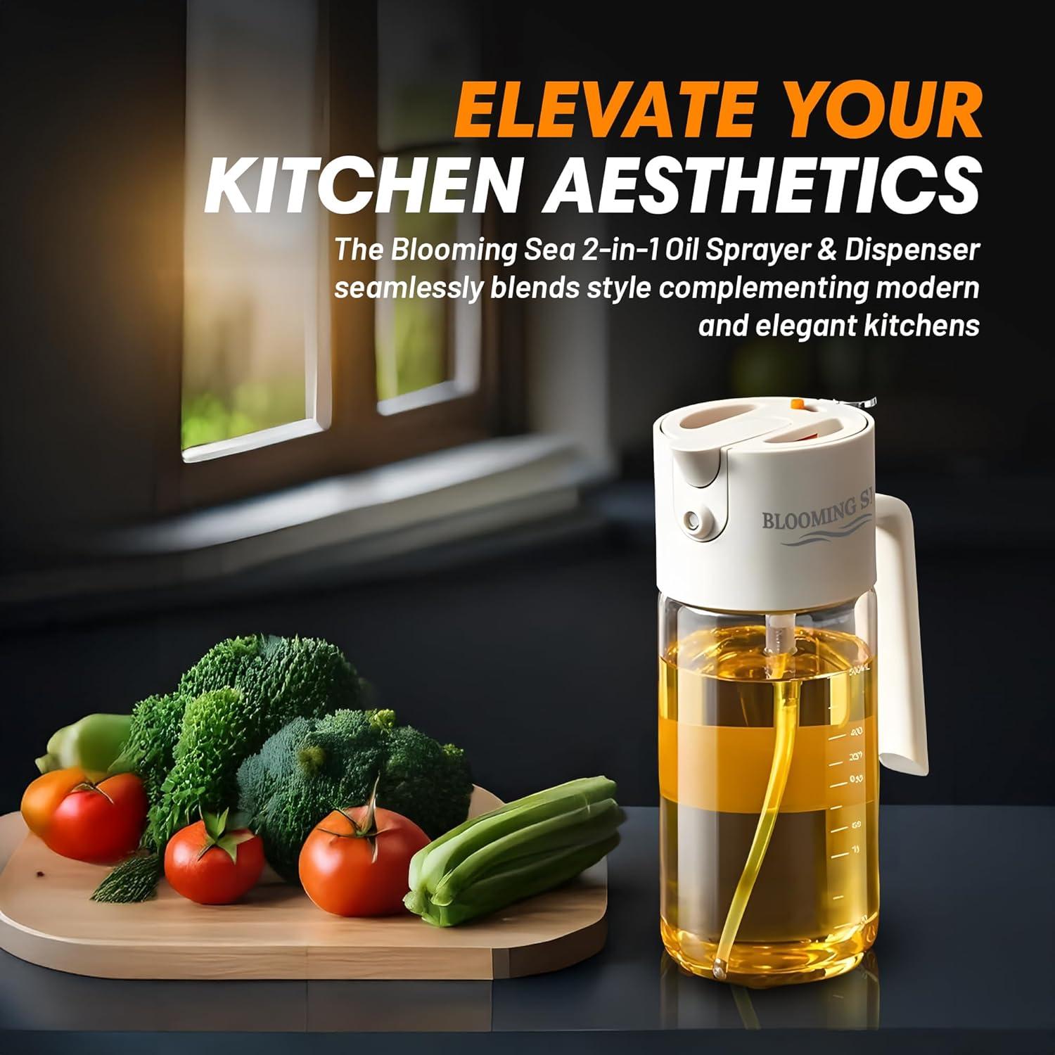 Mister de Aceite Blooming Sea 550ml - Dispensador 2 en 1 Blanco