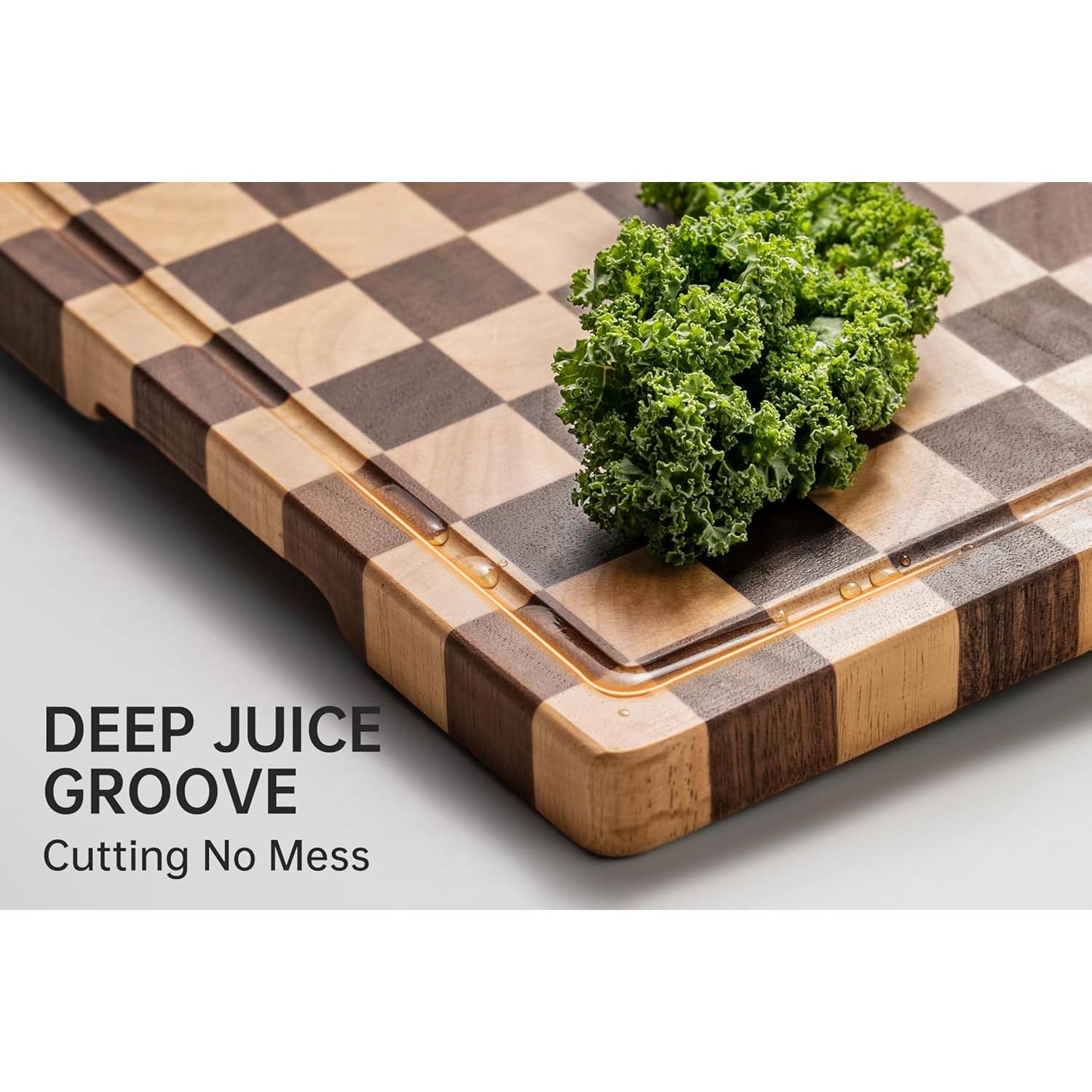 Tabla de Cortar de Madera Acacia THETCHRY 42x29.5cm con Surcos