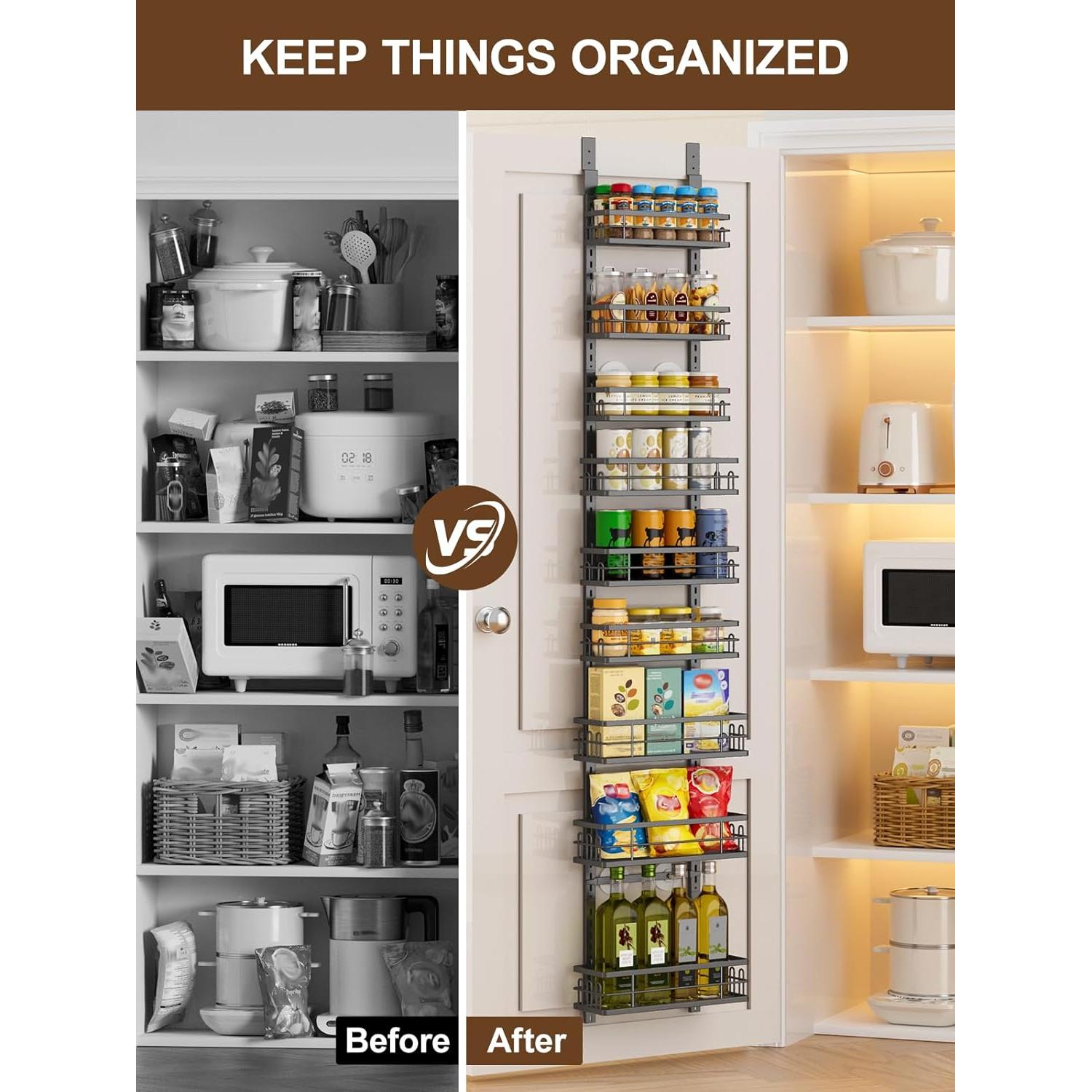 Organizador de Despensa Delamu 9 Niveles Metal Negro 30.48 cm