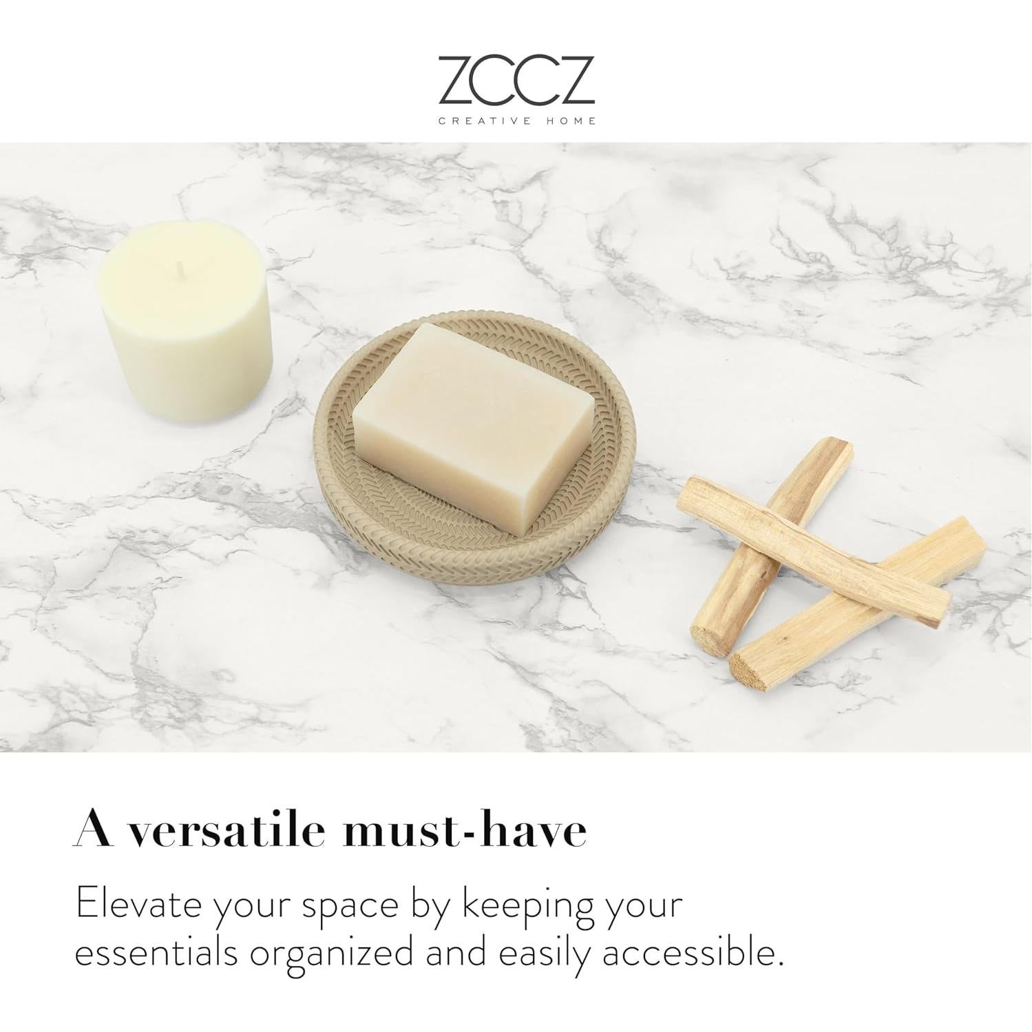 Juego de Accesorios de Baño Beige ZCCZ 4 Piezas - Dispensador, Soporte y Vaso