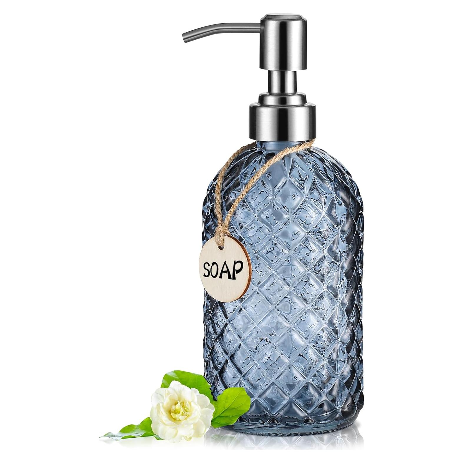 Dispensador de Jabón MOCLIF de Vidrio 480ml con Bomba Inoxidable