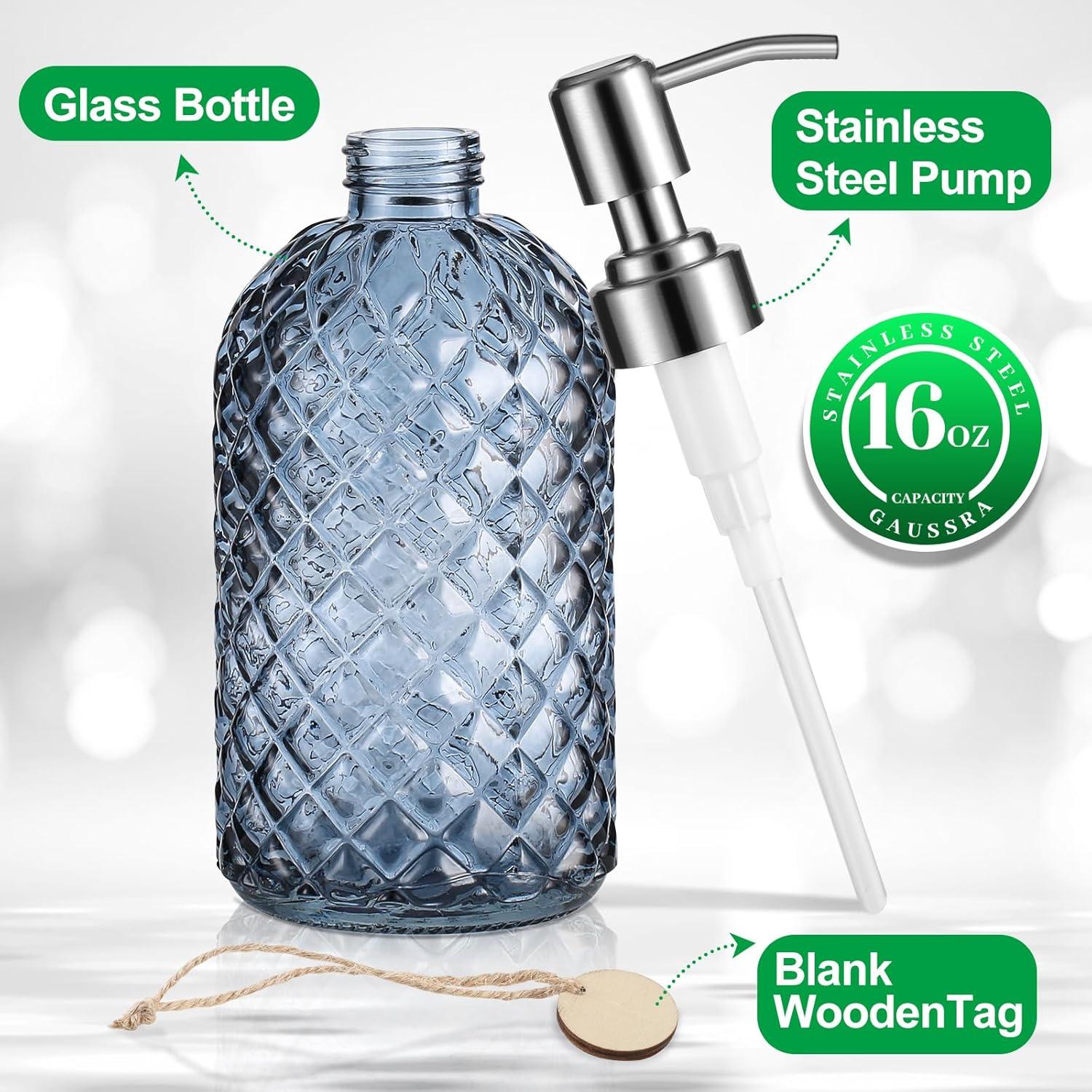 Dispensador de Jabón MOCLIF de Vidrio 480ml con Bomba Inoxidable