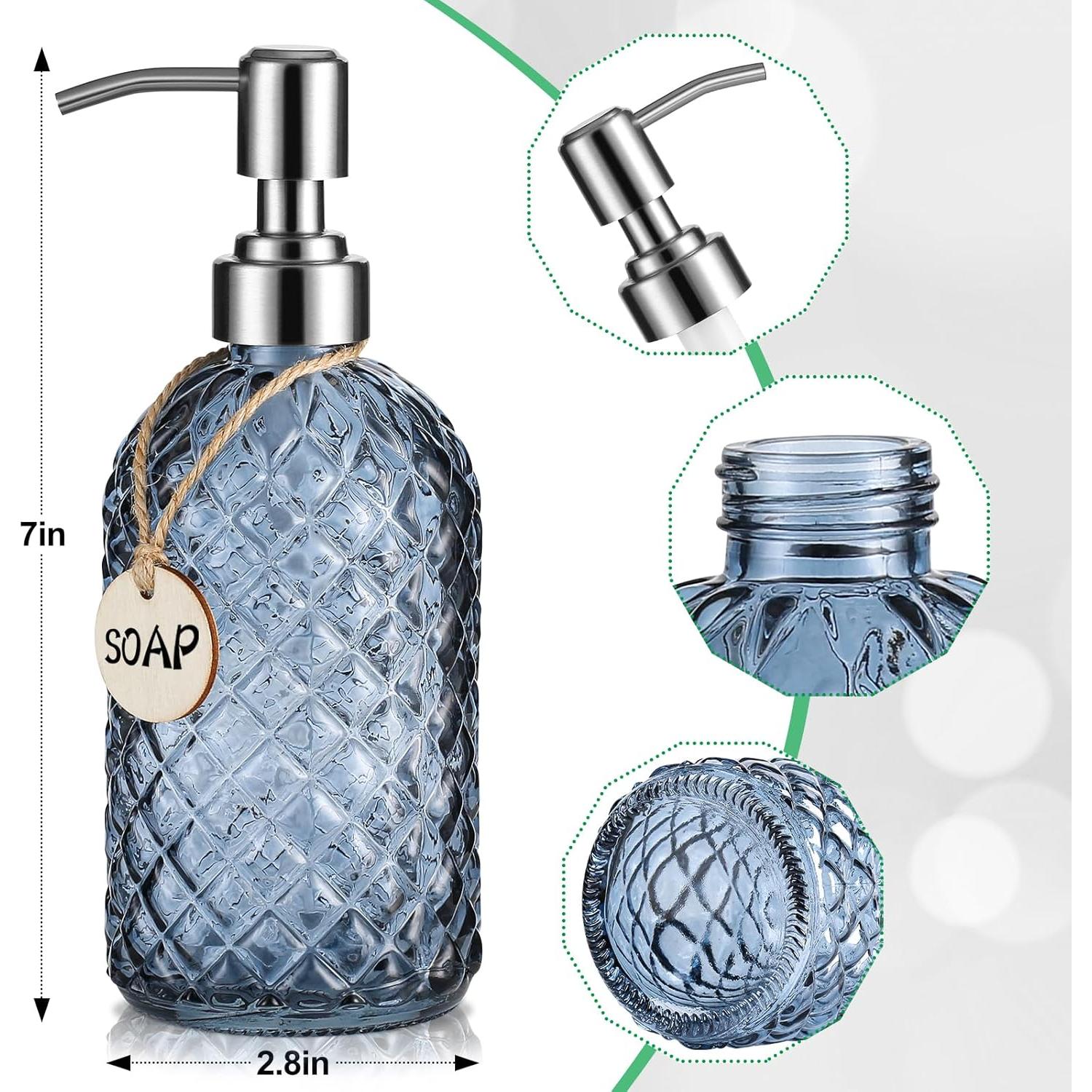 Dispensador de Jabón MOCLIF de Vidrio 480ml con Bomba Inoxidable