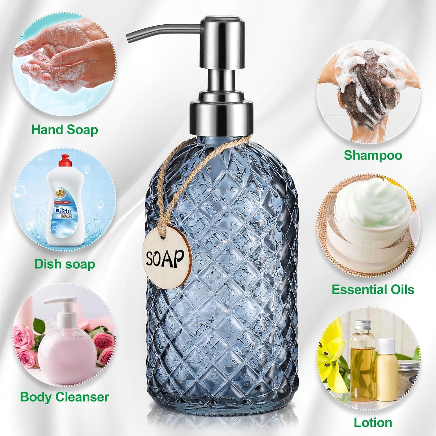 Dispensador de Jabón MOCLIF de Vidrio 480ml con Bomba Inoxidable