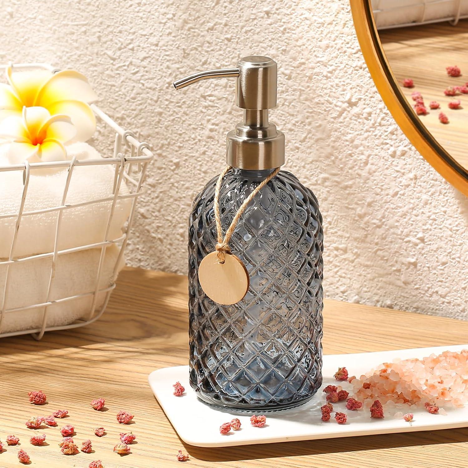 Dispensador de Jabón MOCLIF de Vidrio 480ml con Bomba Inoxidable