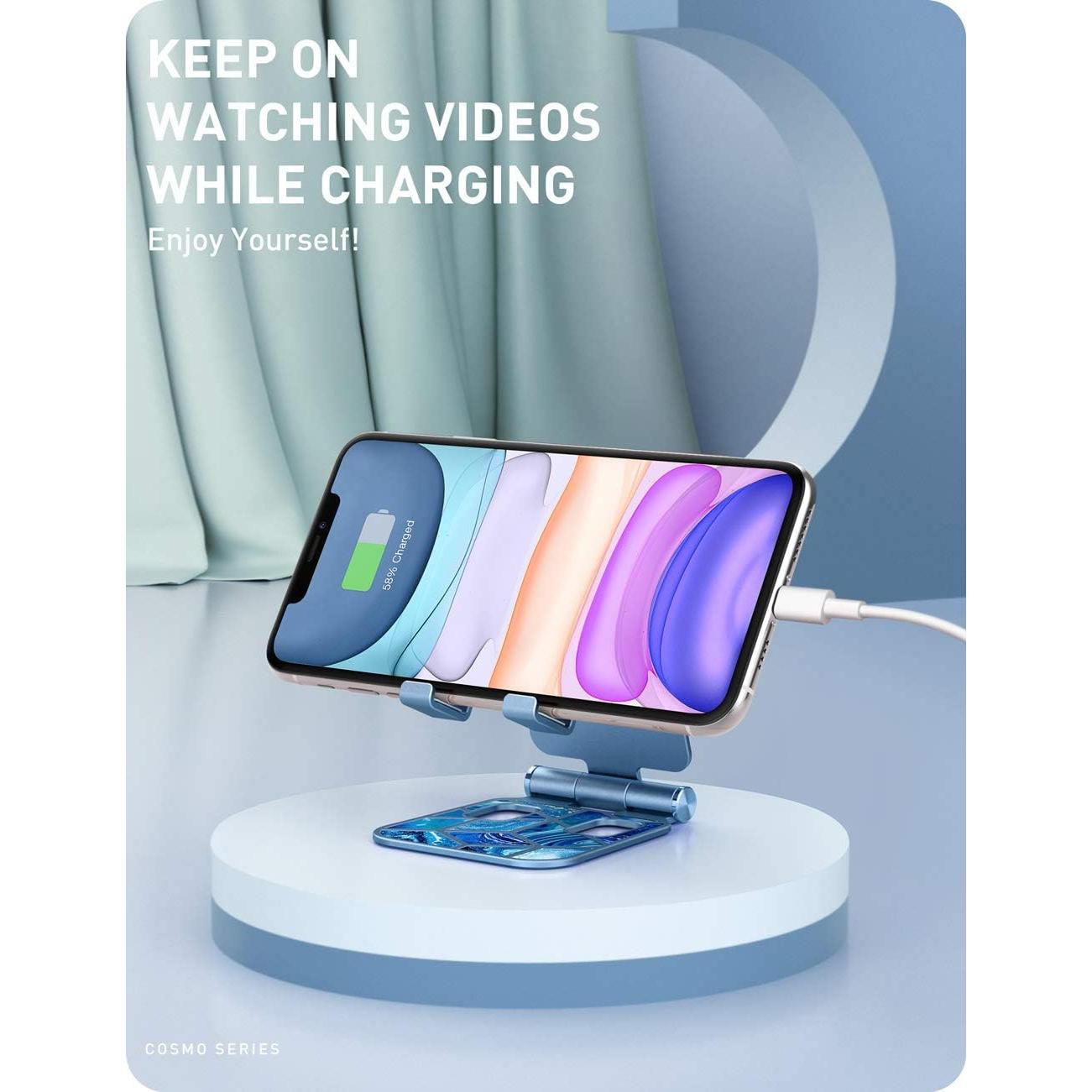 Soporte Plegable para Teléfono i-Blason Azul, Compatible con iPhone y Android