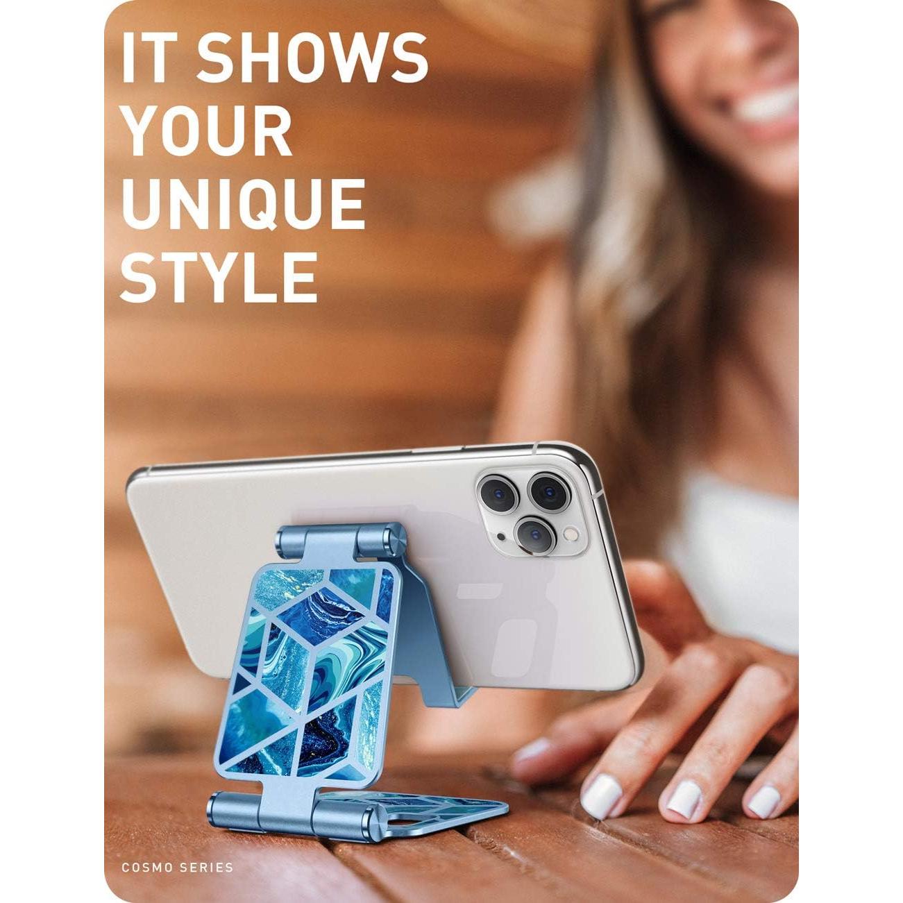 Soporte Plegable para Teléfono i-Blason Azul, Compatible con iPhone y Android