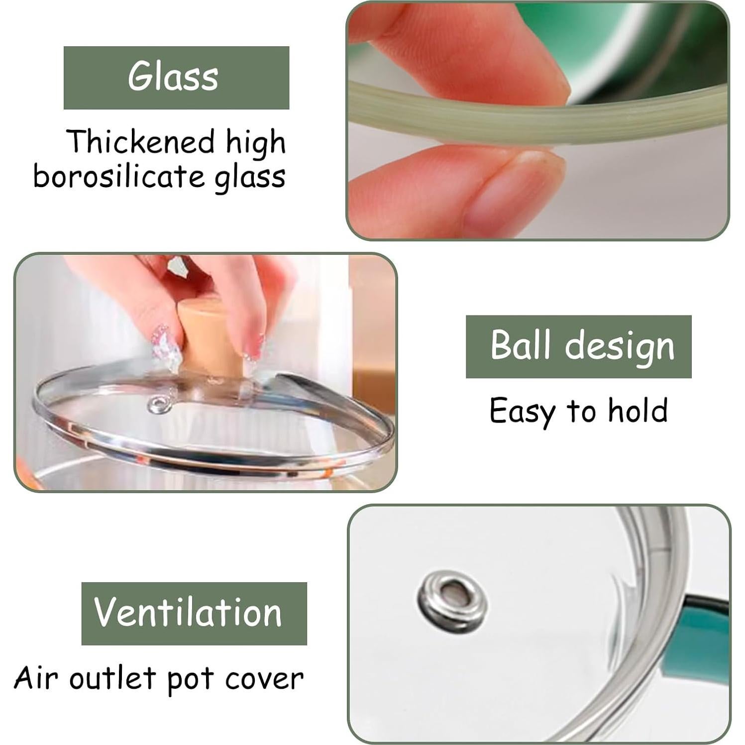 Olla de vidrio borosilicato CADUFUELLY 1.5L con tapa y asas