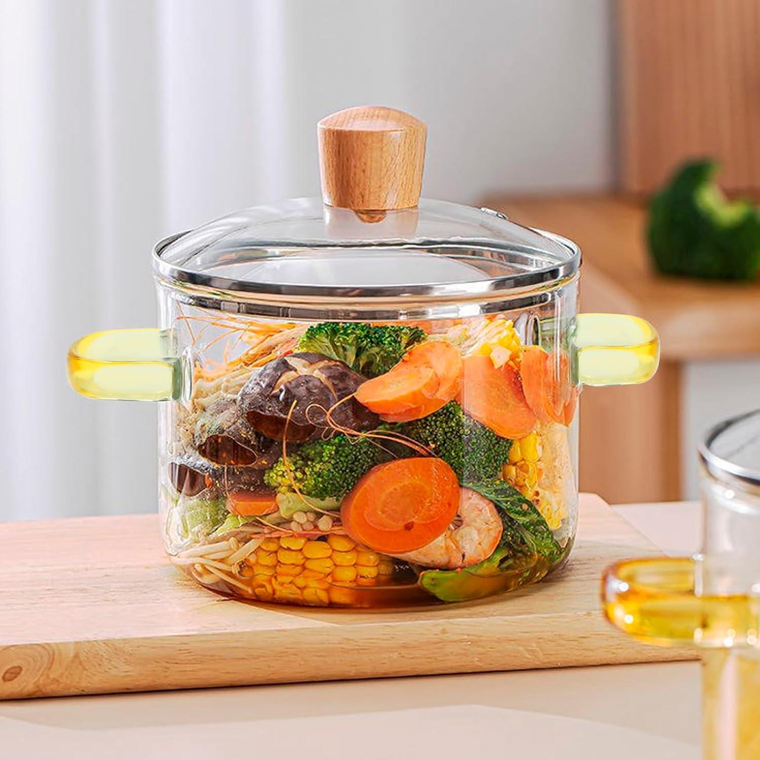 Olla de vidrio borosilicato CADUFUELLY 1.5L con tapa y asas