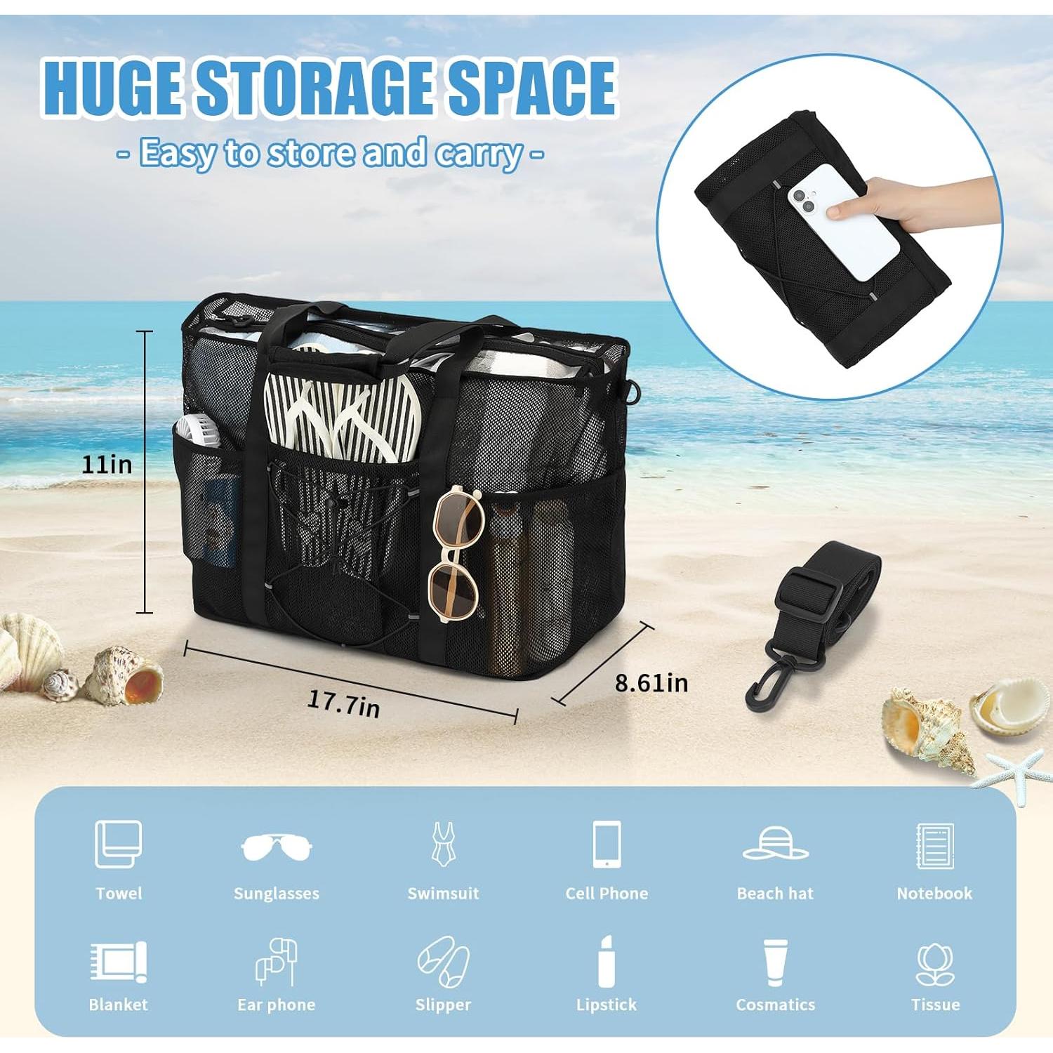 Bolsa de Playa Plegable PIG PIG GIRL Extra Grande Negra