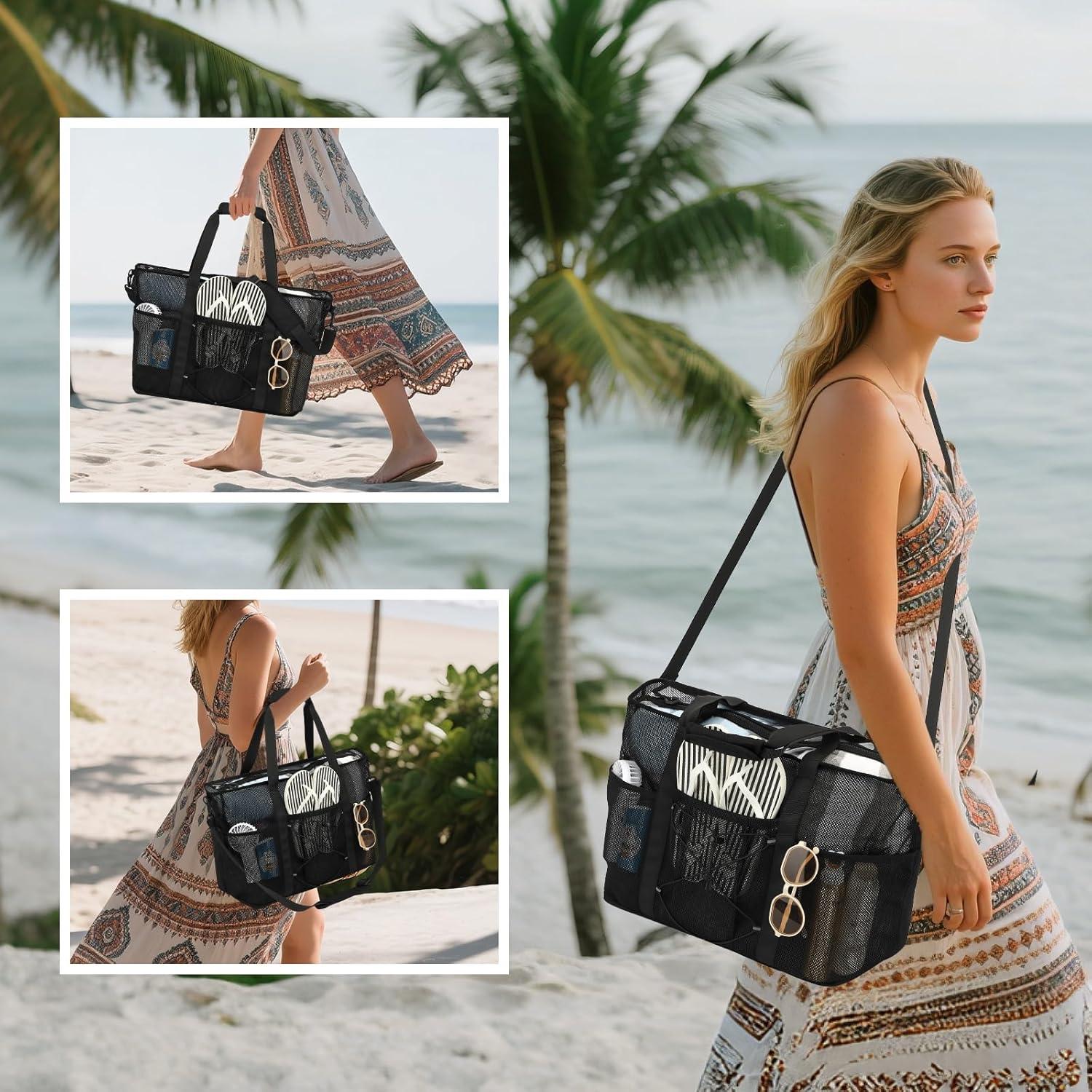 Bolsa de Playa Plegable PIG PIG GIRL Extra Grande Negra