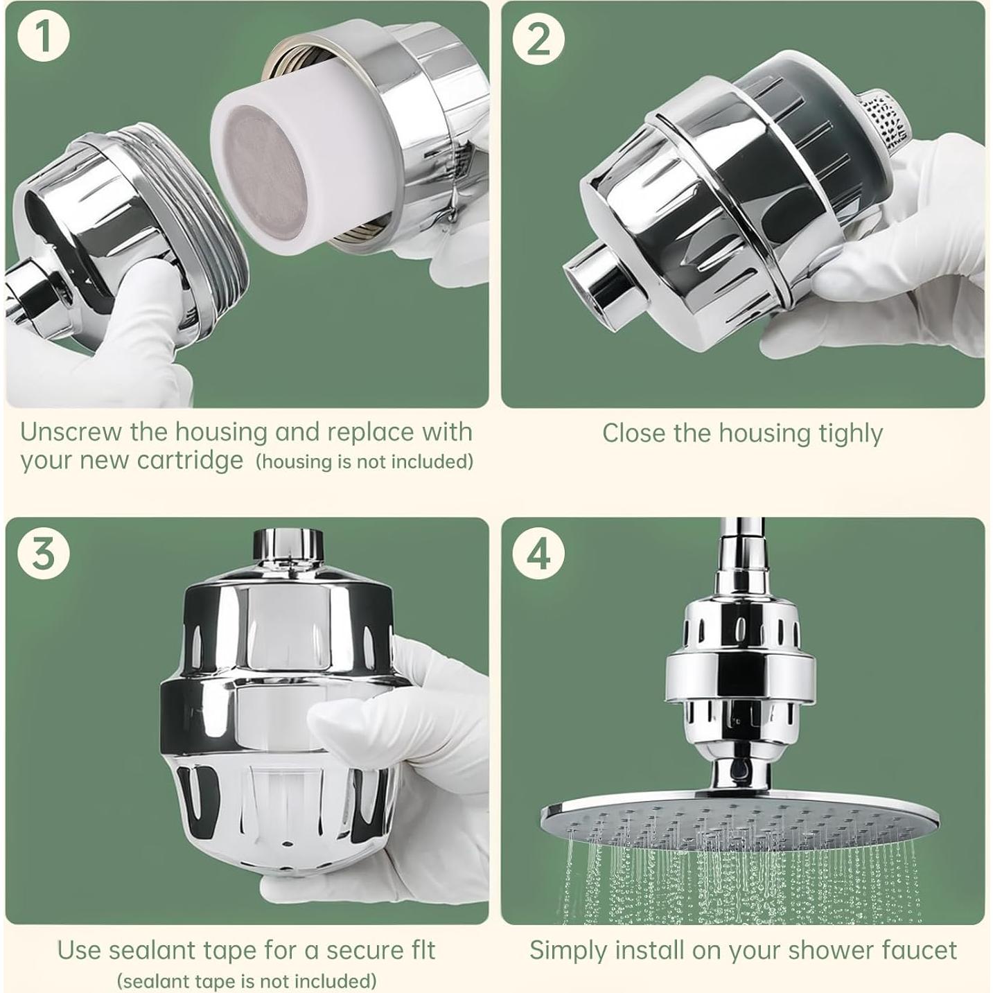 Cartucho Filtro Ducha GINOOJY 20 Etapas Paquete de 4