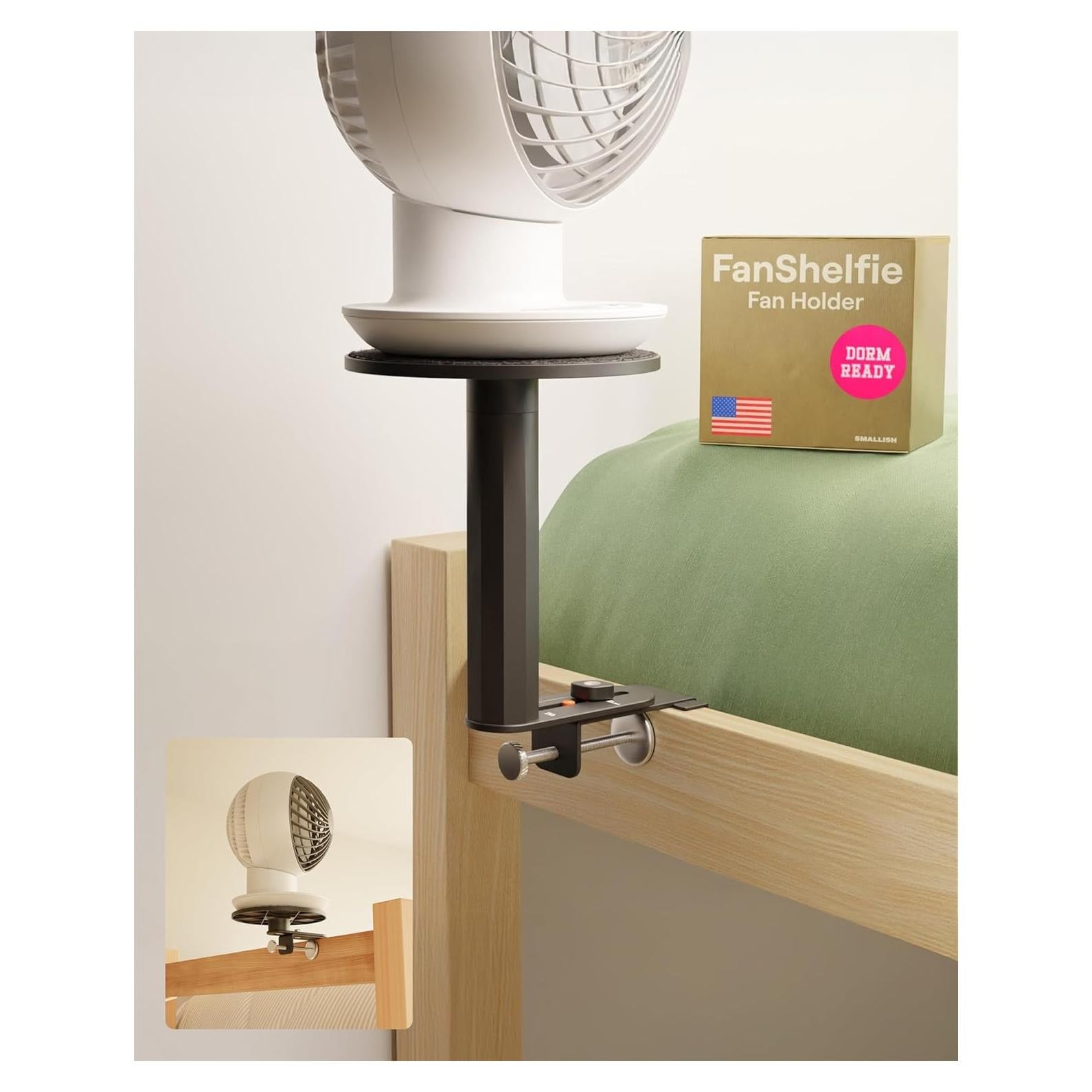 Soporte de Ventilador Ajustable FanShelfie Negro para Cama