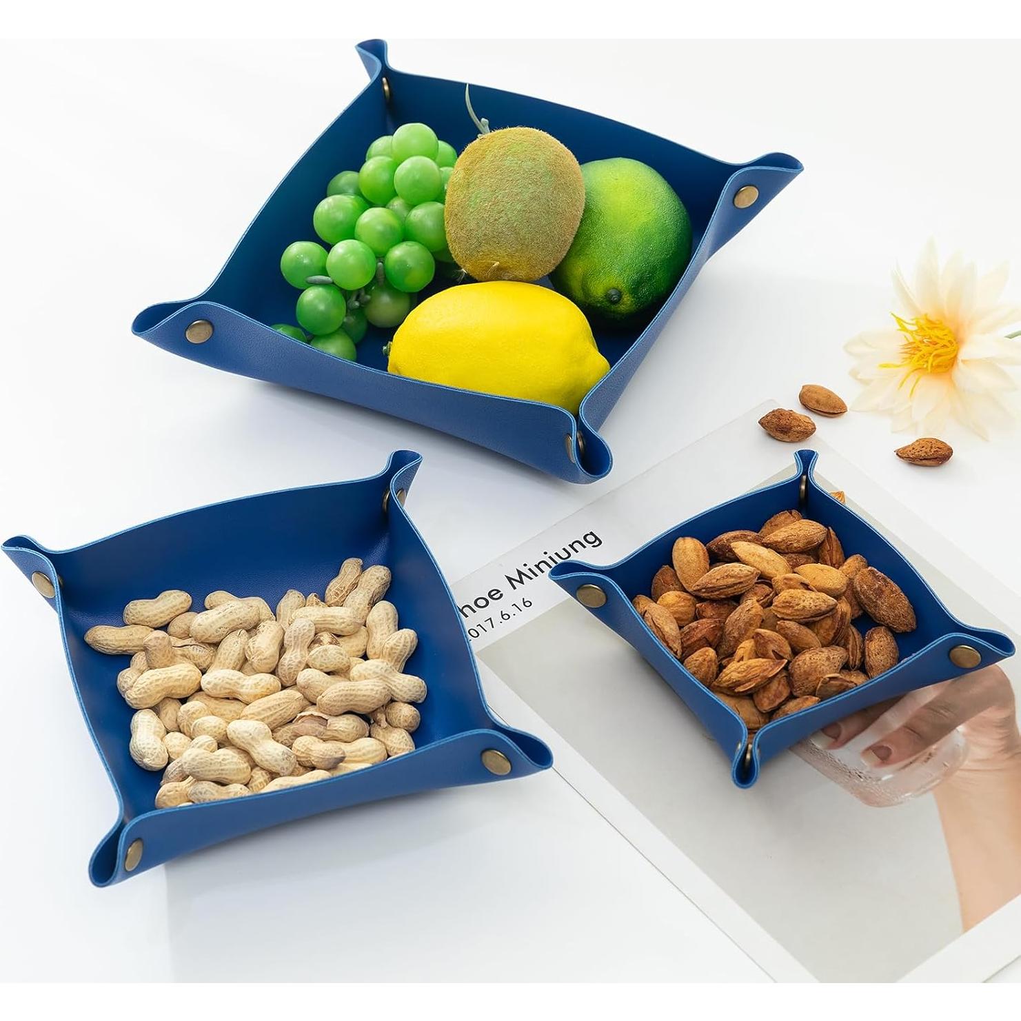 Bandeja de Joyería Tskijun de Cuero PU Azul Klein 3 Pzs