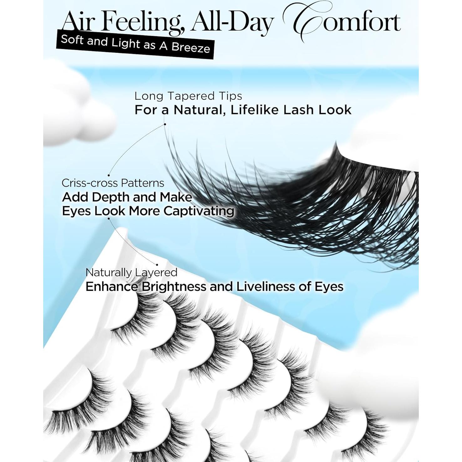 Pestañas Postizas BEYELIAN 6-14mm Ojos de Gato Reutilizables