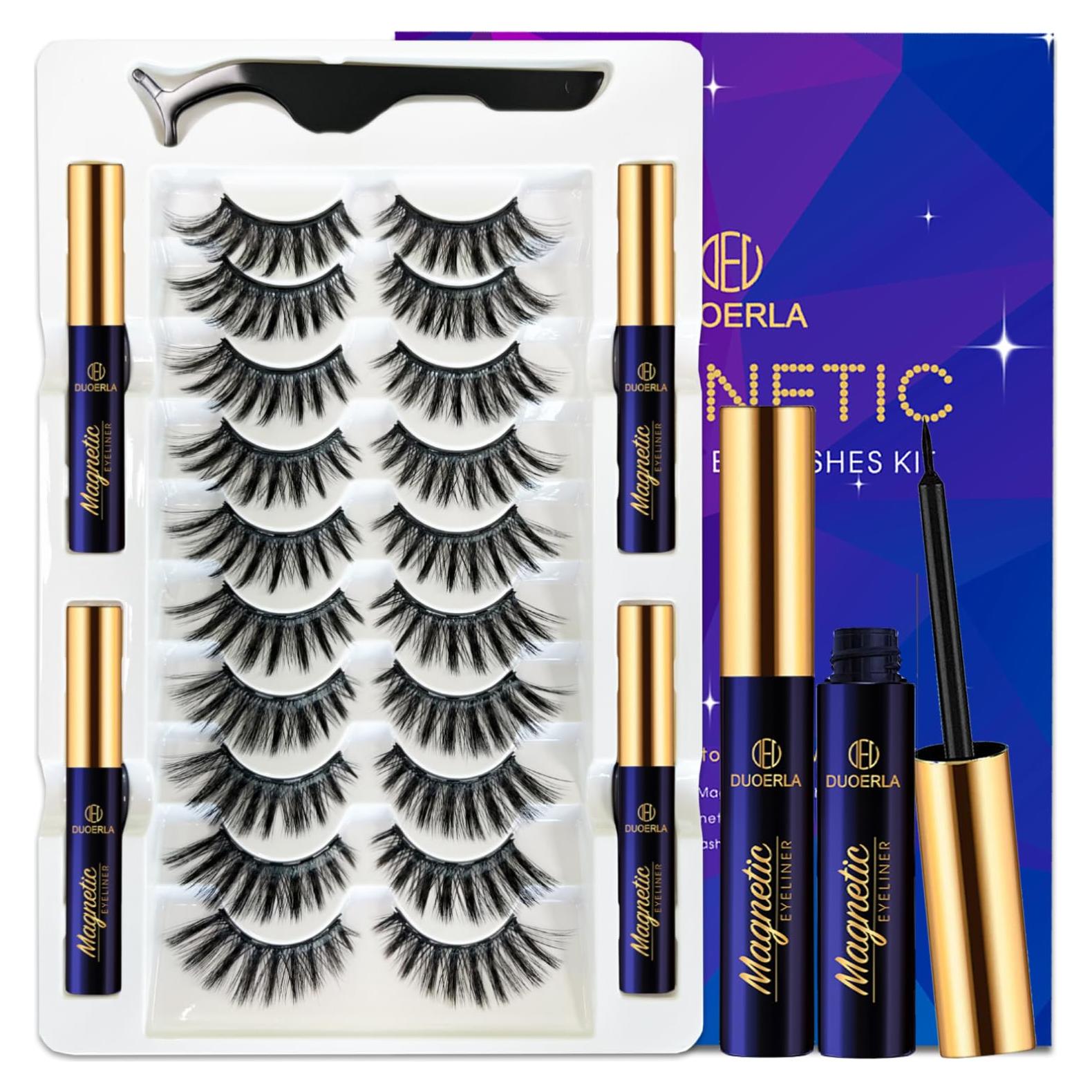 Kit de Pestañas Magnéticas DUOERLA Ojos de Gato 3D 10 Pares
