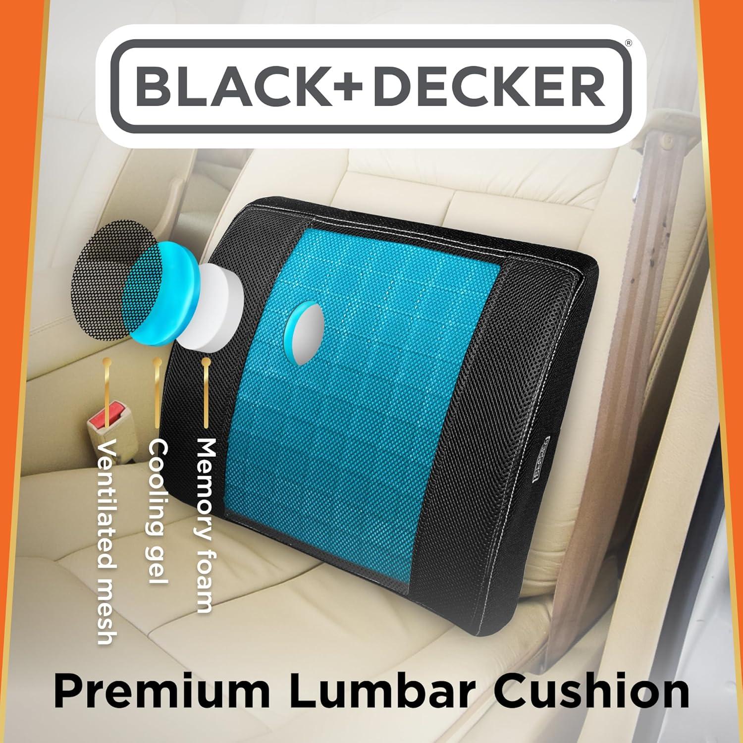 Cojín Lumbar Ergonómico BLACK+DECKER con Gel Refrigerante